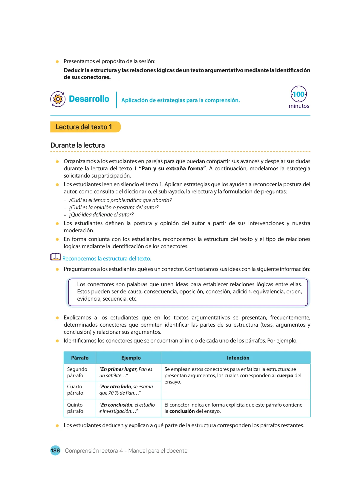 Página 188 de Comprensión lectora : manual para el docente de cuarto grado de Secundaria 2018 · 2018