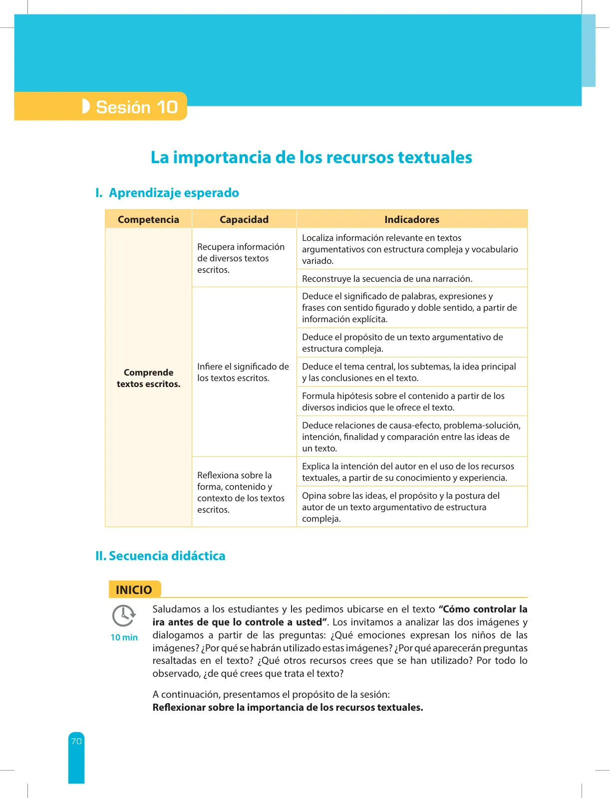 Miniatura página 72 de Comprensión lectora 2 : manual para el docente de segundo grado de Secundaria · 2017