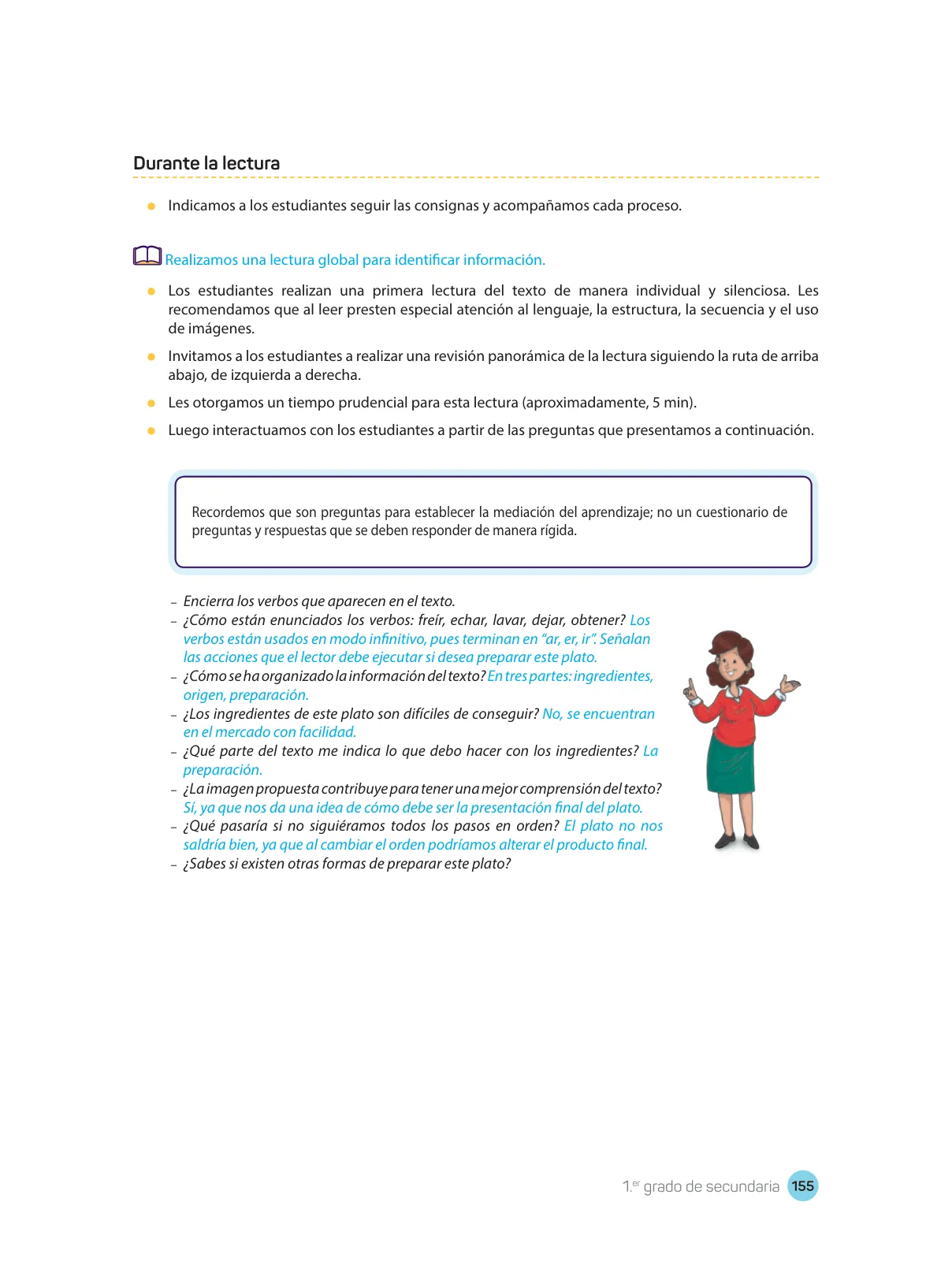 Miniatura página 157 de Comprensión lectora : manual para el docente de primer grado de Secundaria 2018 · 2018