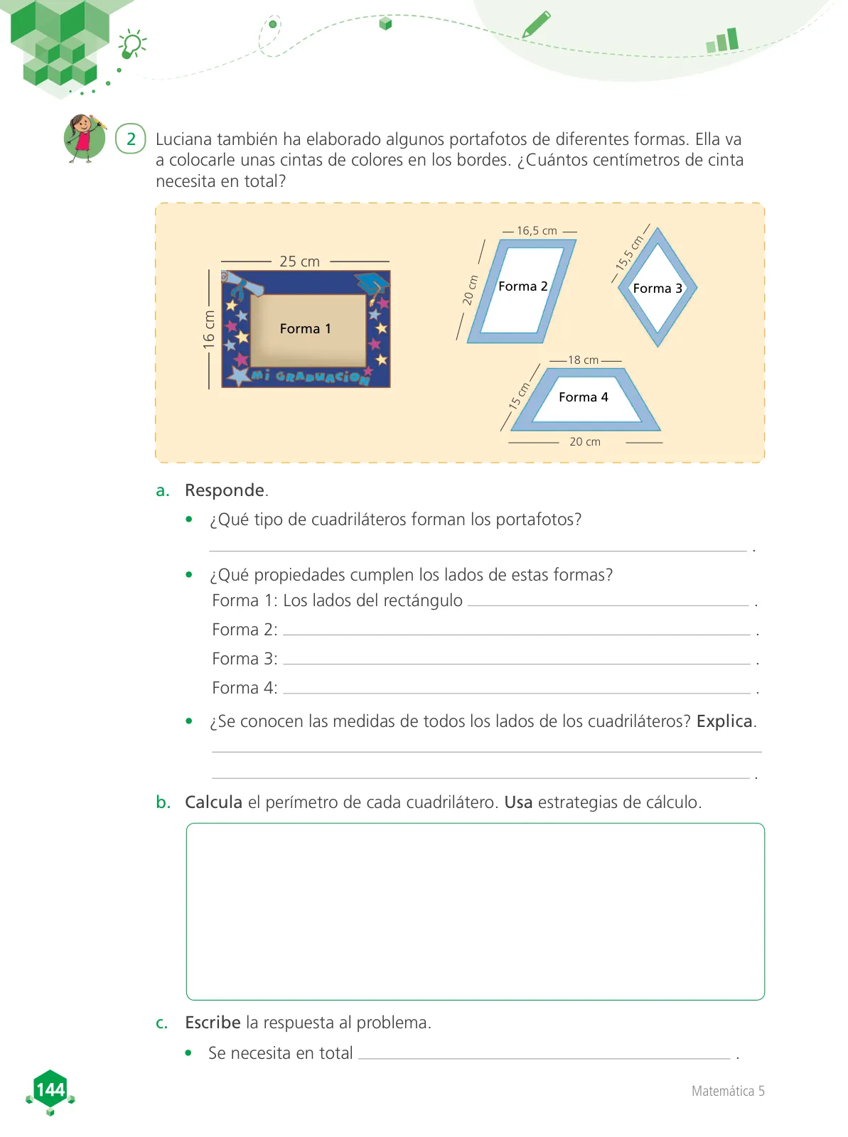 Página 145 de Matemática 5 : cuaderno de trabajo para quinto grado de Educación Primaria 2018 · 2018