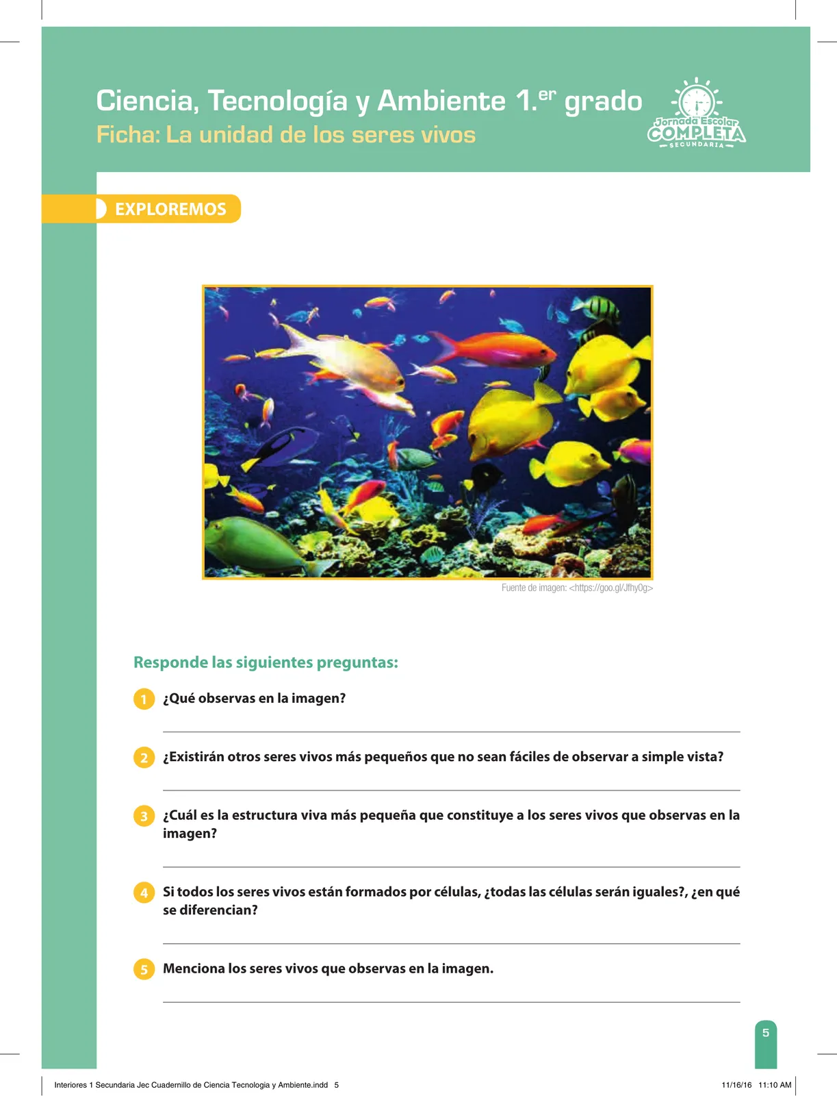 Miniatura página 5 de Ciencia, Tecnología y Ambiente 1. Cuaderno de reforzamiento pedagógico - JEC · 2016