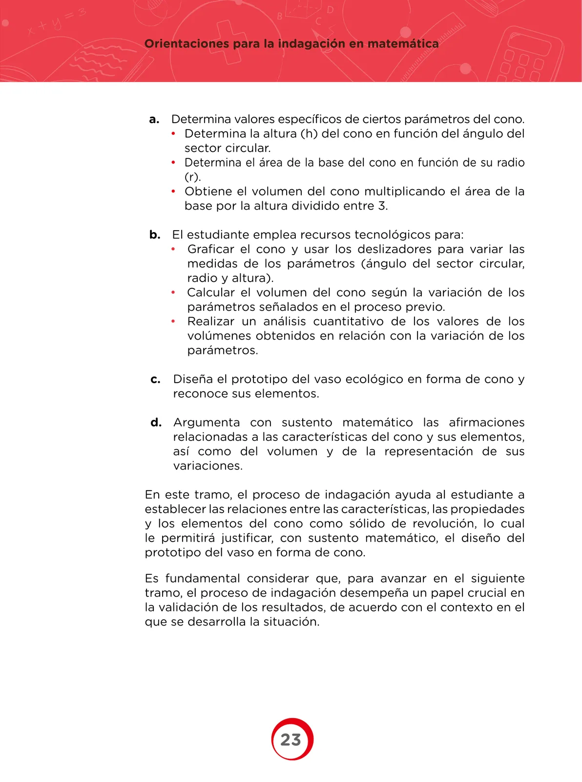 Página 23 de Orientaciones para la indagación en Matemática · 2024