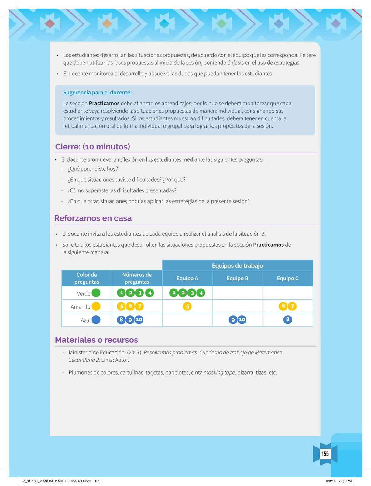 Página 157 de Resolvamos problemas 2 : manual para el docente 2018 · 2018