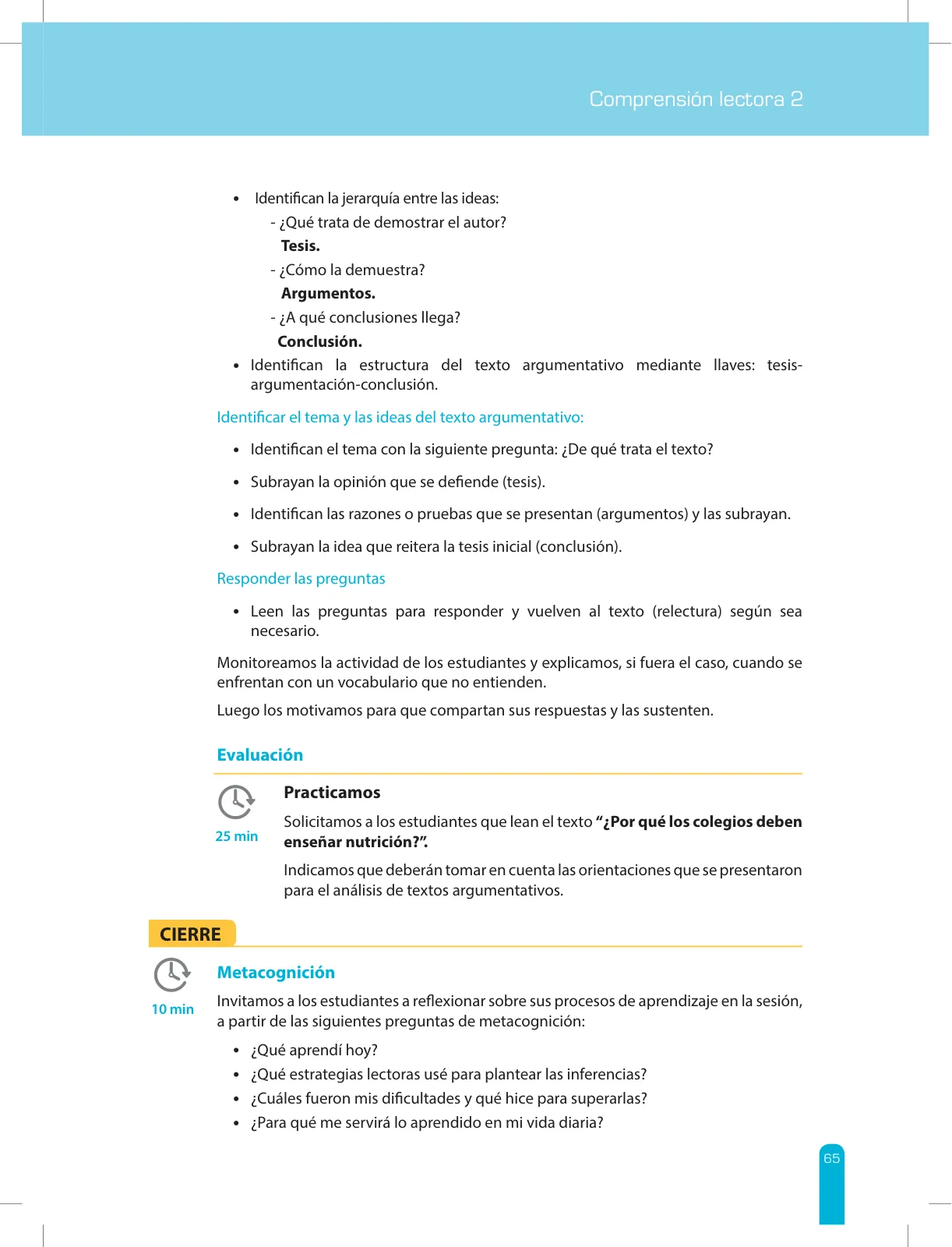 Miniatura página 67 de Comprensión lectora 2 : manual para el docente de segundo grado de Secundaria · 2017
