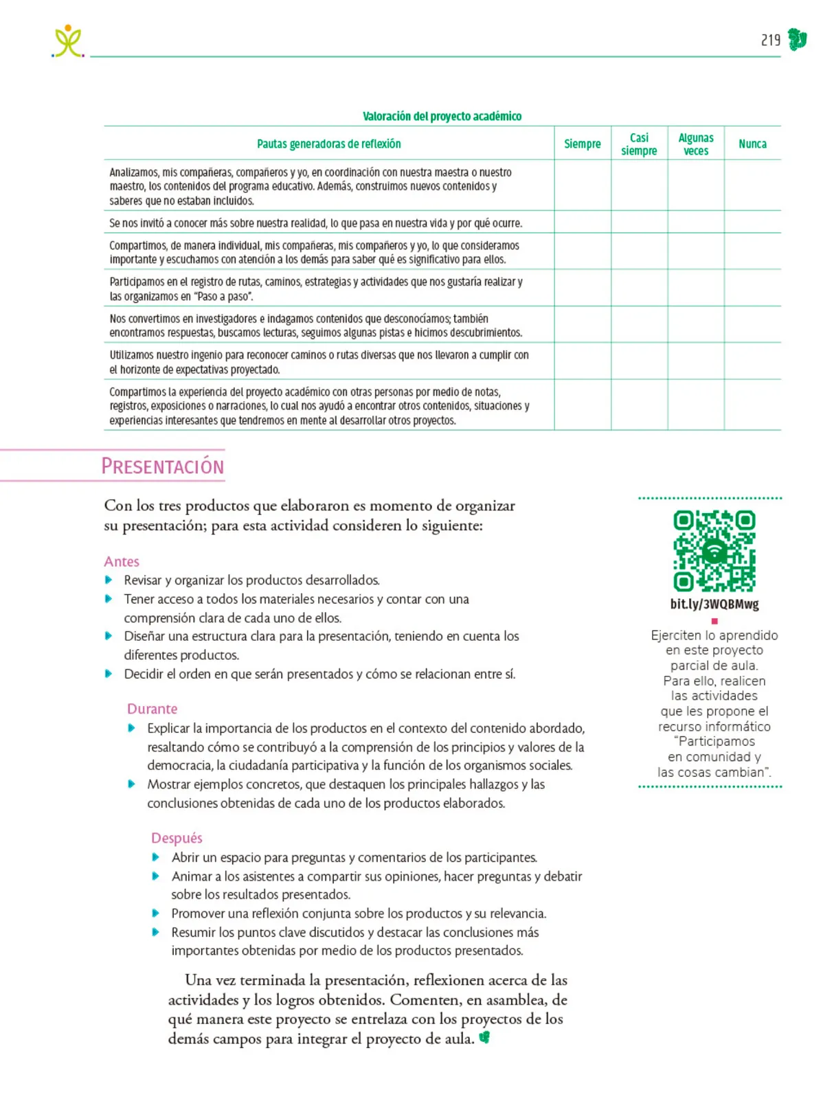 Miniatura página 220 de Colección Ximhai. Nuestro libro de Proyectos.  Tomo III.  Libro de Educación Telesecundaria Grado 1°  Ciclo Escolar 2025 - 2026