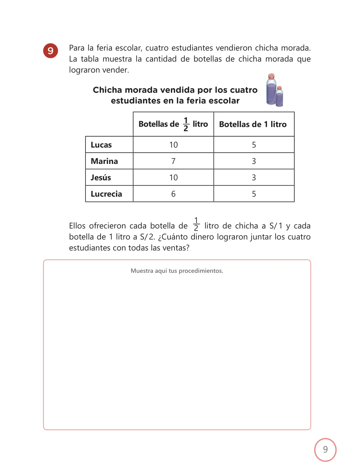 Miniatura página 9 de Kit de evaluación Salida 1 Demostrando lo que aprendimos : Matemática, tercer trimestre, ﻿Cuarto grado - Primaria · 2019