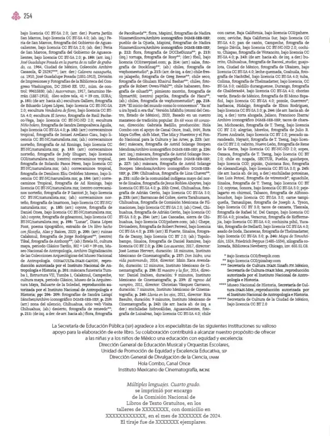 Página 255 de Múltiples lenguajes. Libro de Educación Primaria Grado 4° Ciclo Escolar 2025 - 2026