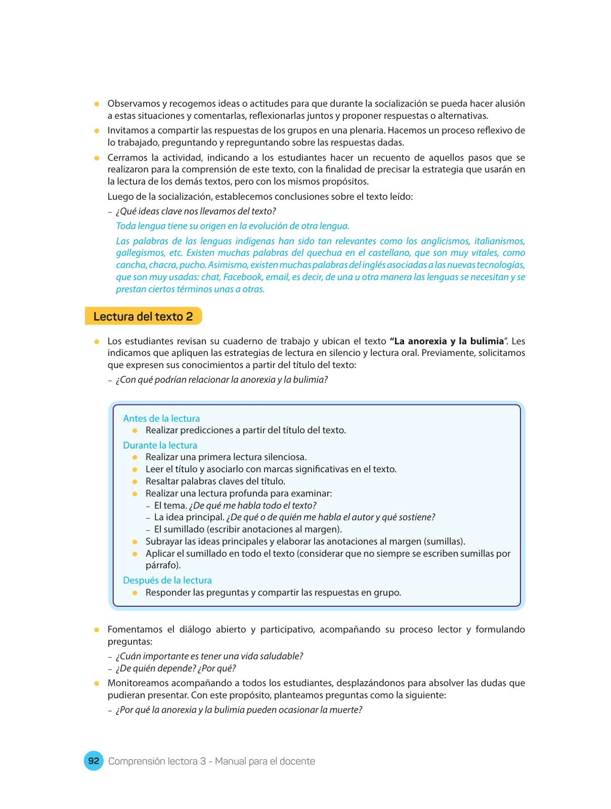 Página 94 de Comprensión lectora : manual para el docente de tercer grado de Secundaria 2018 · 2018