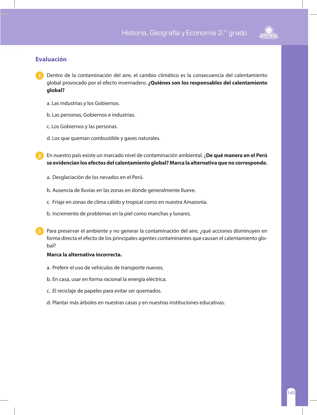 Página 145 de Historia, Geografía y Economía 2 : cuaderno de reforzamiento pedagógico - JEC ﻿ · 2016
