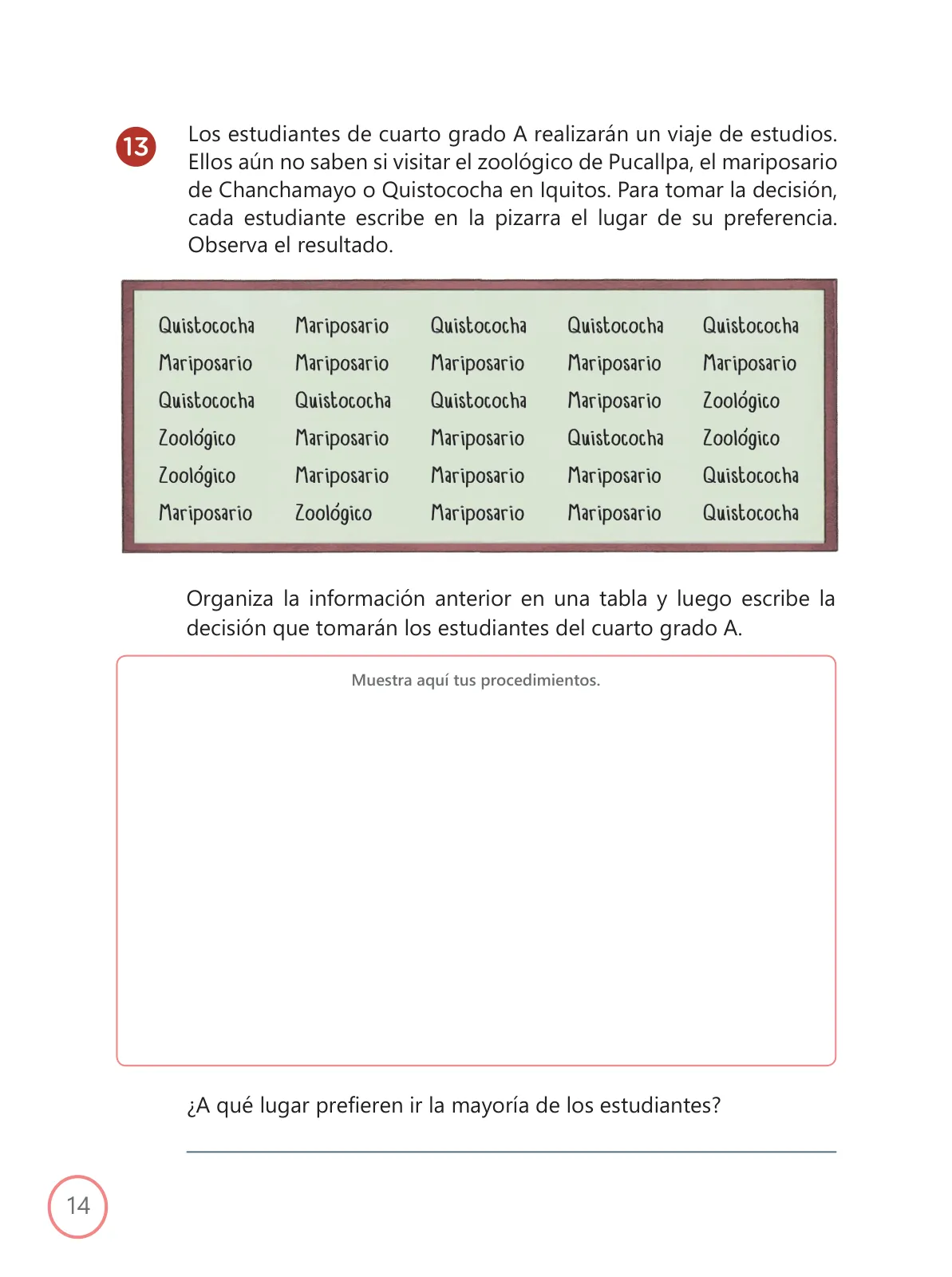 Miniatura página 14 de Kit de evaluación Entrada 1 Demostrando lo que aprendimos : Matemática, primer trimestre, ﻿Cuarto grado - Primaria · 2019