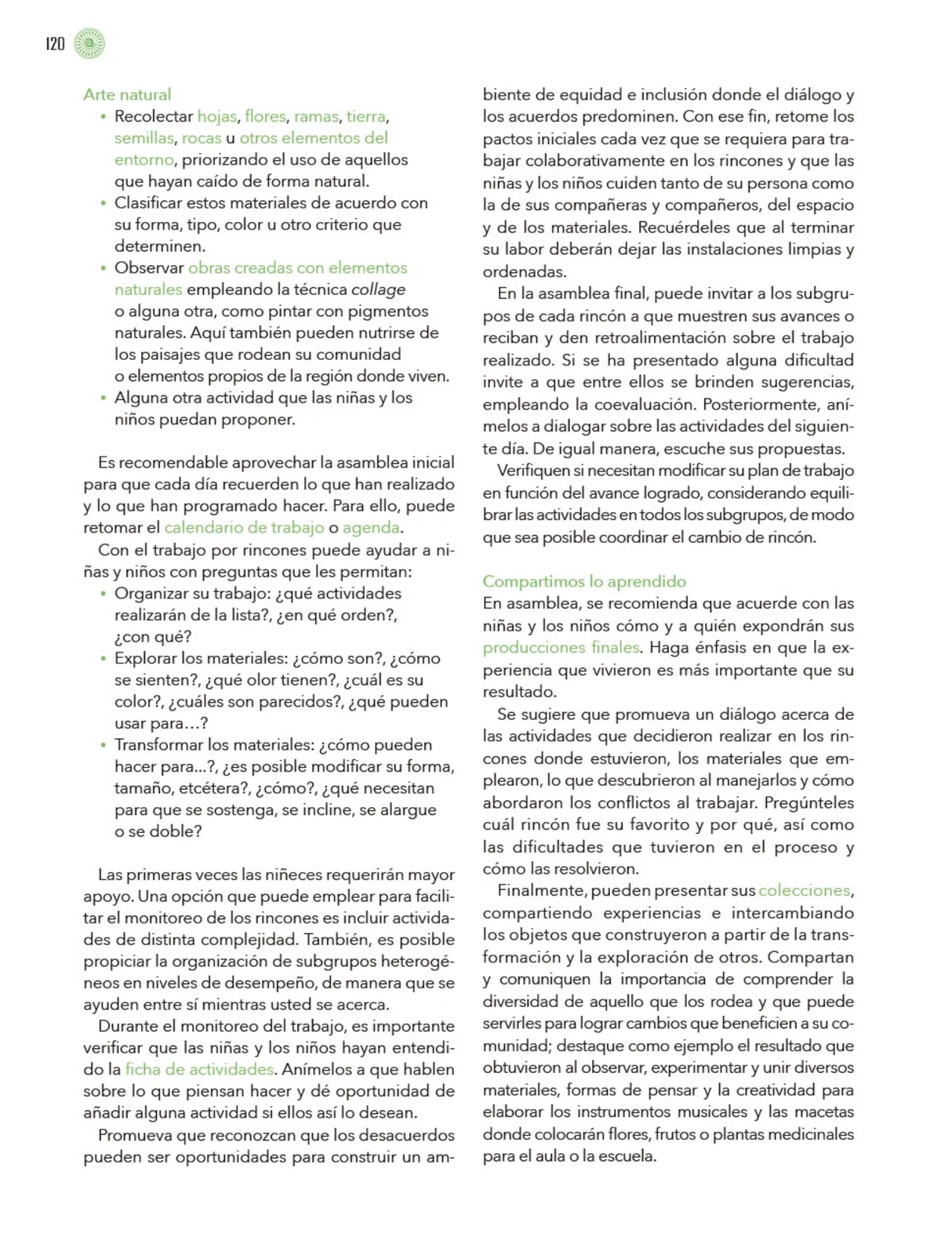 Página 121 de Modalidades de trabajo para la acción transformadora y el codiseño Libro de Educación Preescolar Grado 1°, 2°, 3° Ciclo Escolar 2025 - 2026