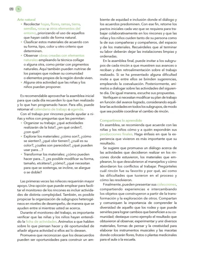 Página 121 de Modalidades de trabajo para la acción transformadora y el codiseño Libro de Educación Preescolar Grado 1°, 2°, 3° Ciclo Escolar 2025 - 2026