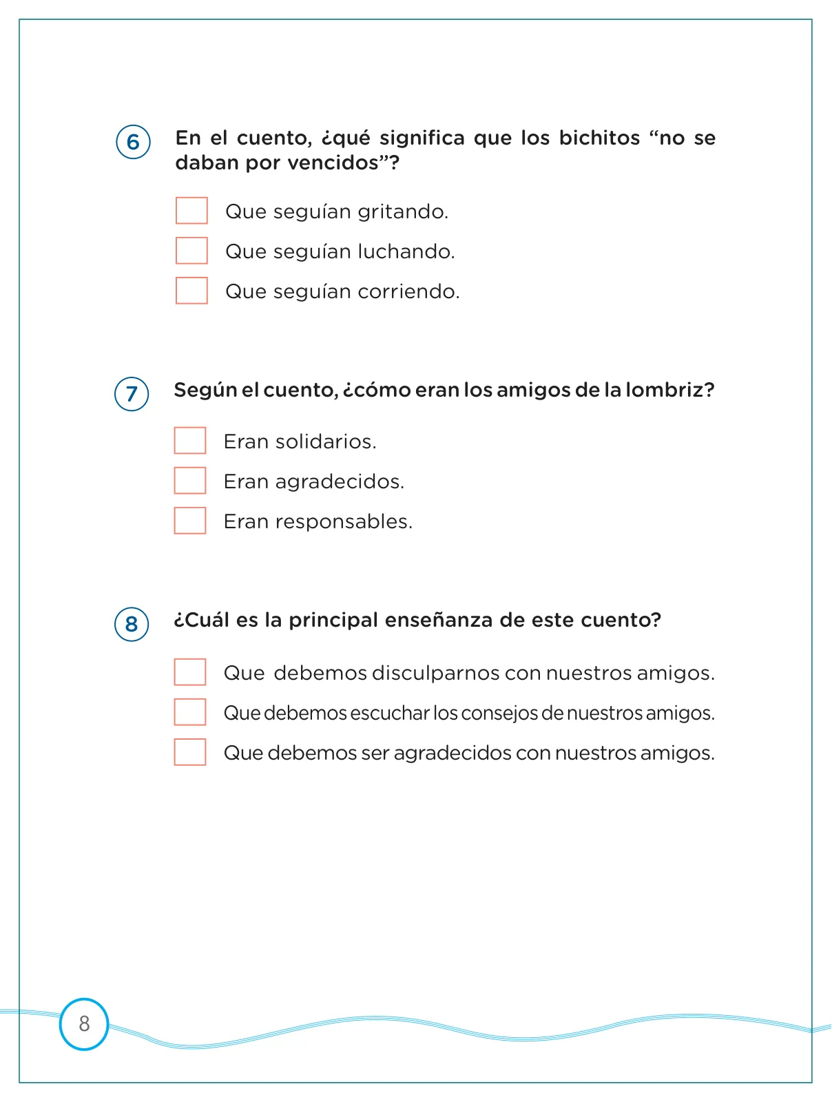Miniatura página 8 de Kit de evaluación Salida 2 Demostrando lo que aprendimos : Comunicación, tercer trimestre, ﻿Segundo grado - Primaria · 2019