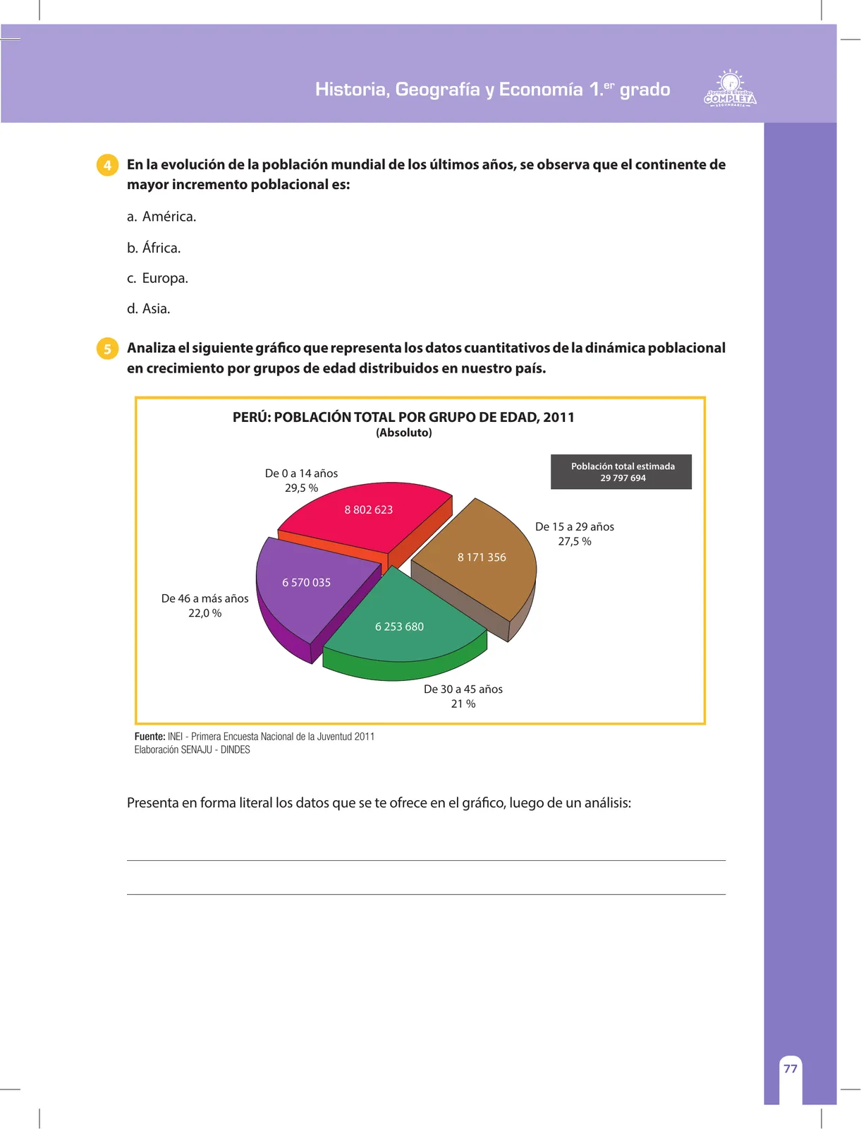 Página 77 de Historia, Geografía y Economía 1 : cuaderno de reforzamiento pedagógico - JEC · 2016