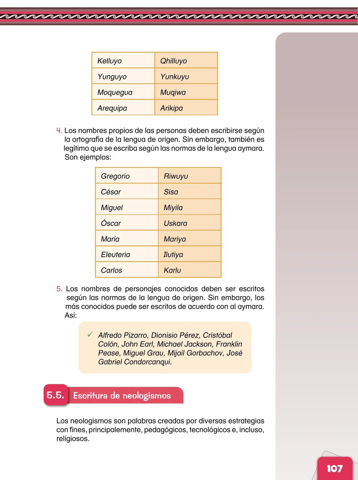 Miniatura página 109 de Aymara arutha chiqapa qillqañataki panka = Manual de escritura Aimara · 2021