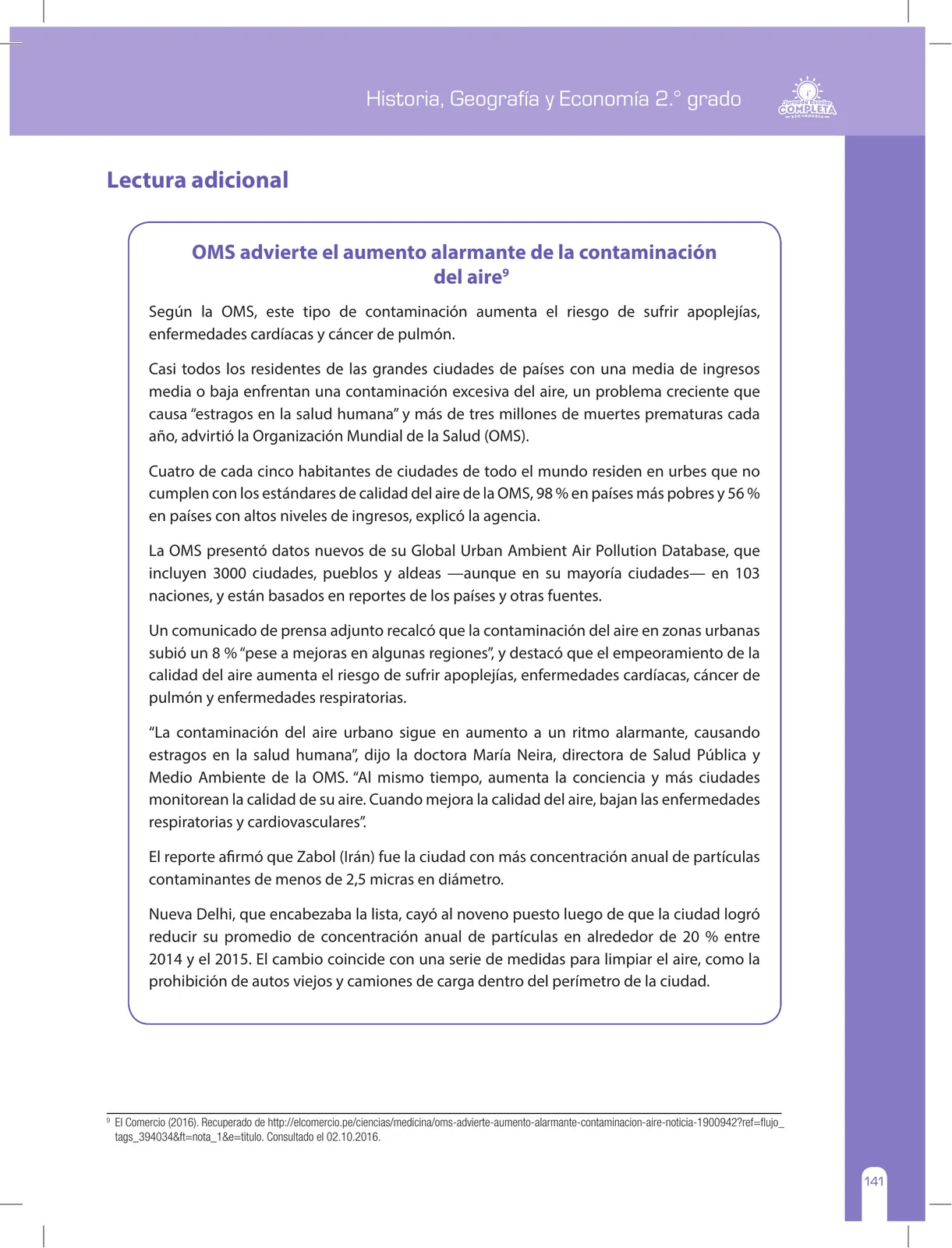 Página 141 de Historia, Geografía y Economía 2 : cuaderno de reforzamiento pedagógico - JEC · 2016