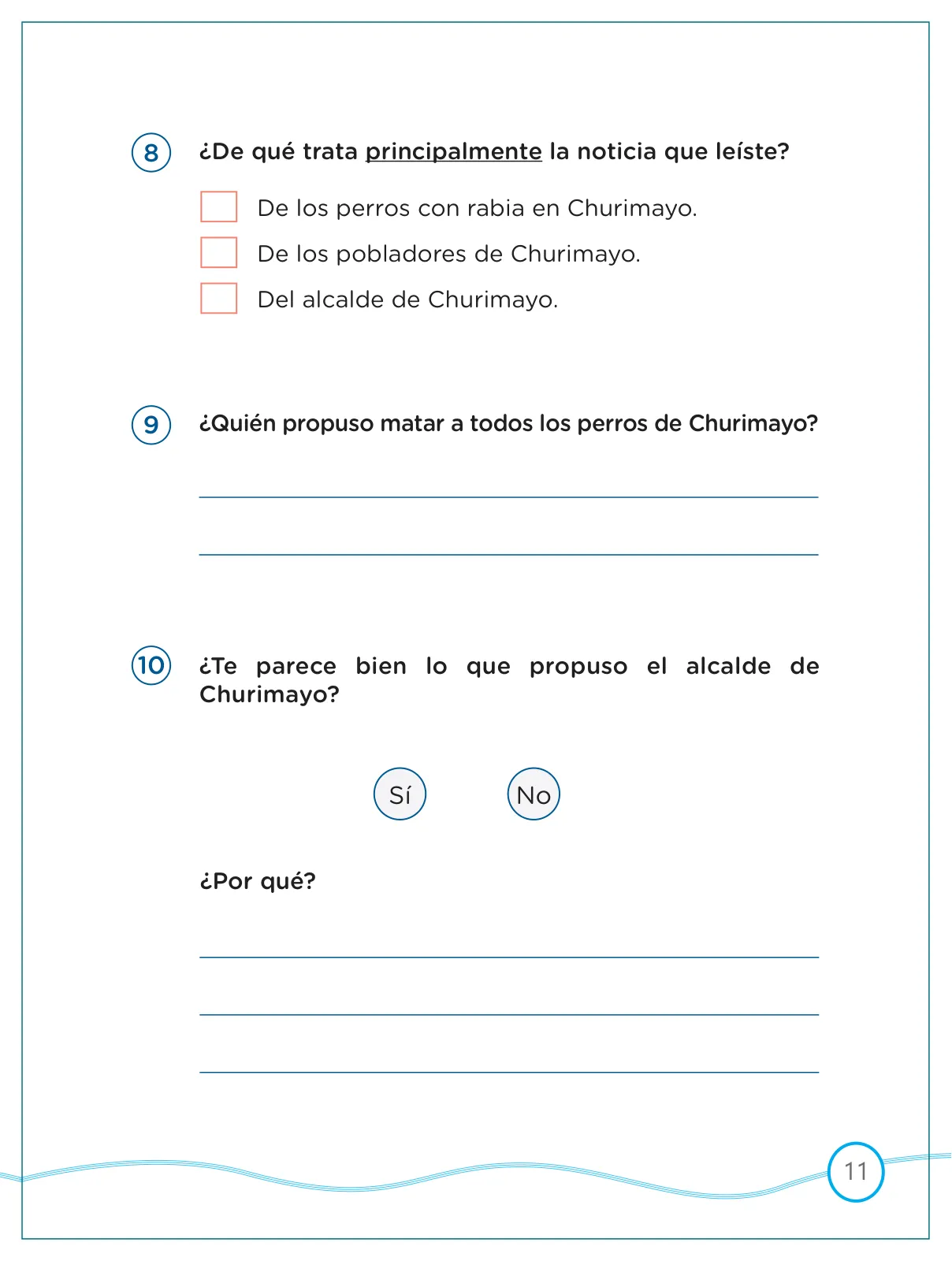 Página 11 de Kit de evaluación Entrada 2 Demostrando lo que aprendimos : Comunicación, primer trimestre, Segundo grado - Primaria · 2019