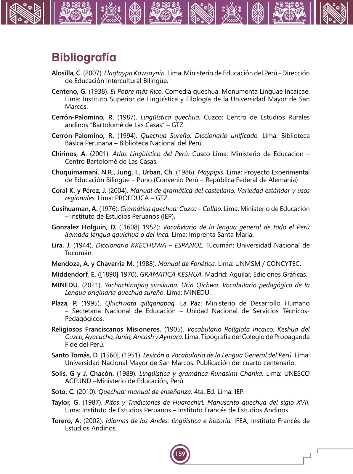 Miniatura página 161 de Urin Qichwa Qillqay Yachana Mayt'u = Manual de escritura quechua sureño · 2021