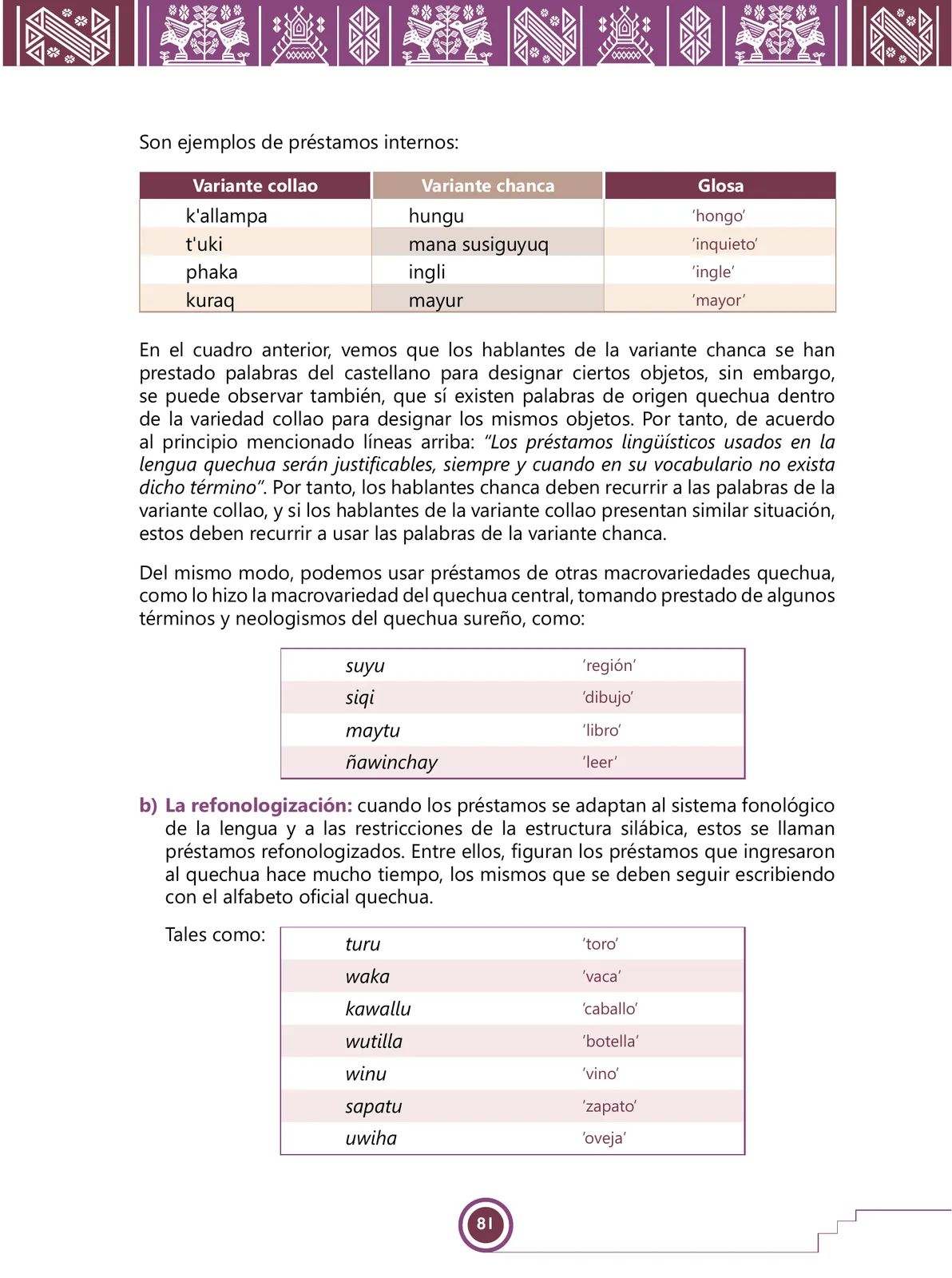 Página 83 de Urin Qichwa Qillqay Yachana Mayt'u = Manual de escritura quechua sureño · 2021