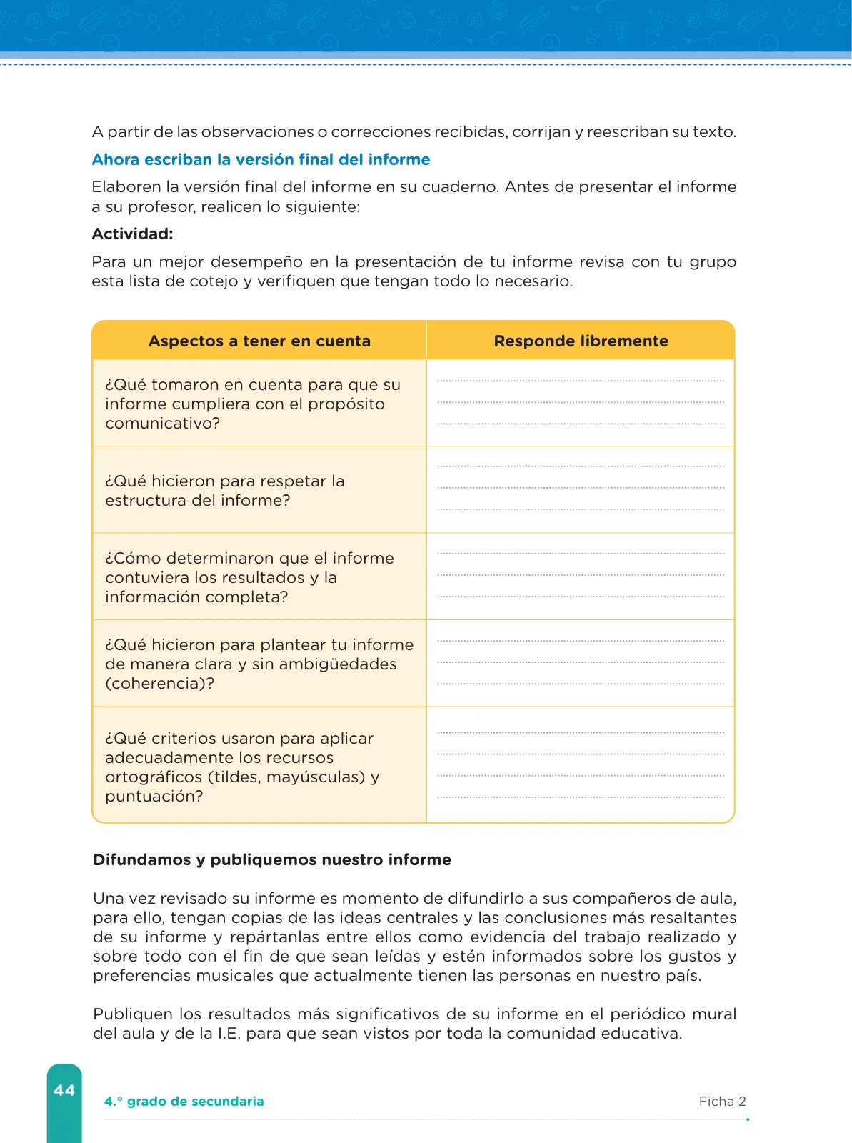 Página 46 de Fichas de aprendizaje de Comunicación 4 · 2024