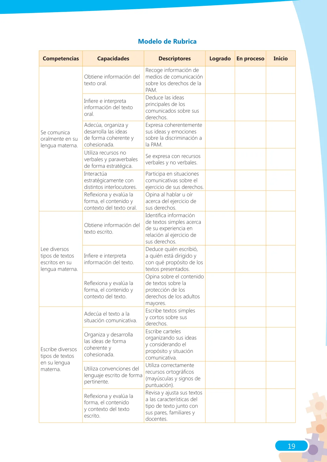 Miniatura página 19 de Guía para el docente sobre el uso del material educativo, Quechua Chanka. Ciclos Inicial e Intermedio, área de Comunicación · 2020
