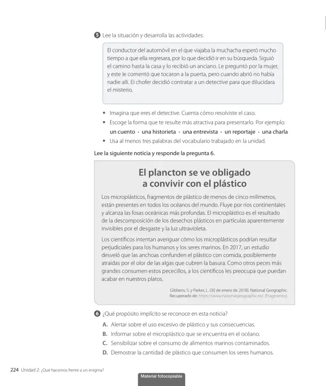 Página 226 de Lengua y Literatura – Octavo Básico | Texto del Estudiante MINEDUC – Descargar PDF · 2024
