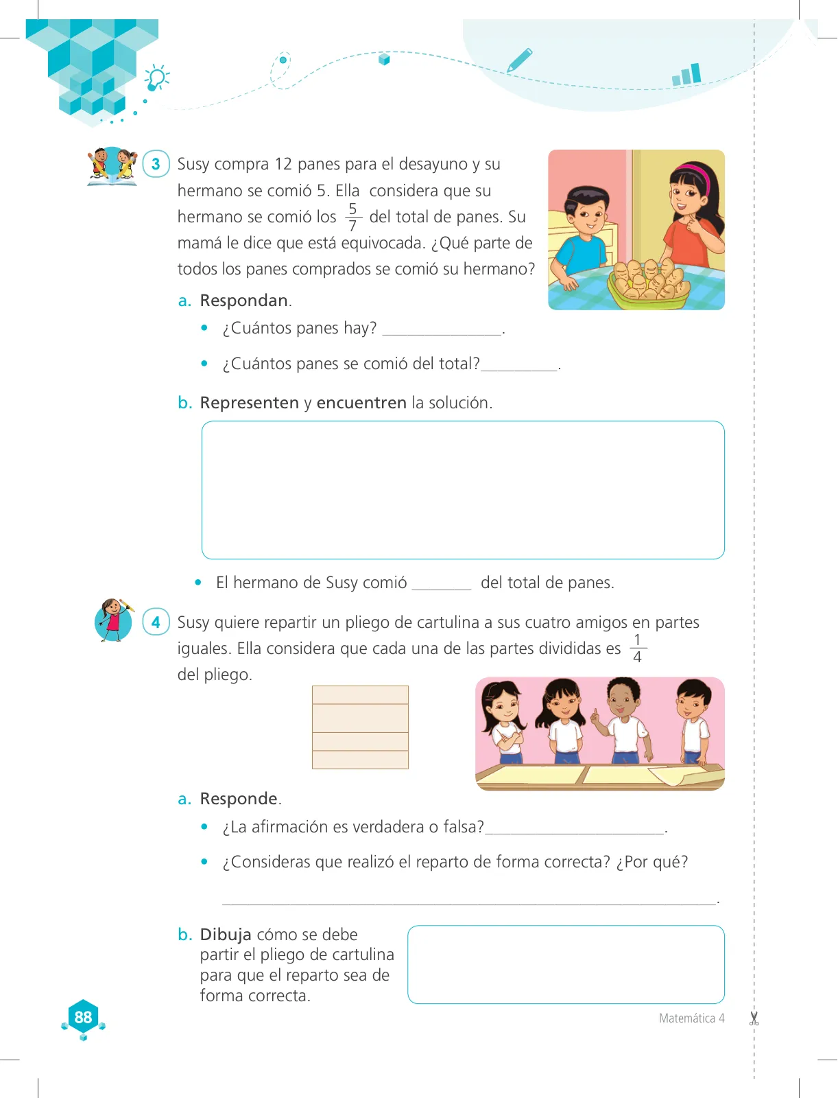 Página 88 de Matemática 4 : cuaderno de trabajo para cuarto grado de Educación Primaria 2018 · 2018