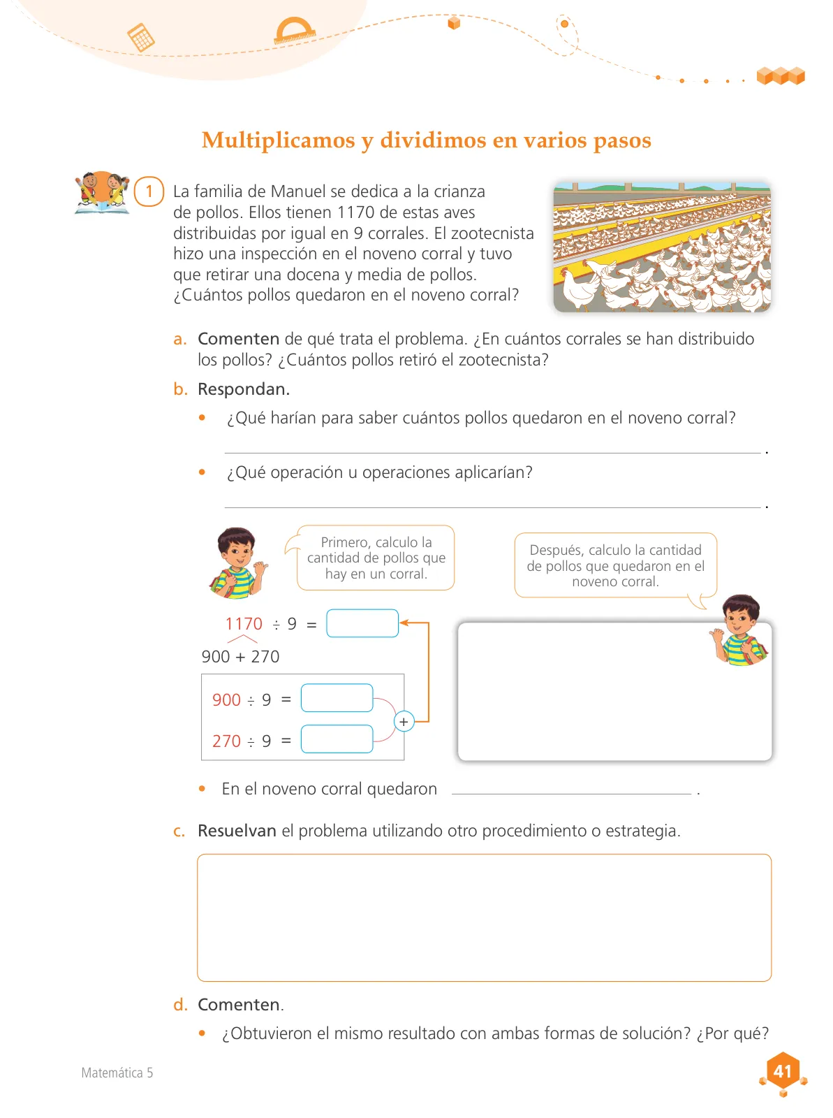 Página 42 de Matemática 5 : cuaderno de trabajo para quinto grado de Educación Primaria 2018 · 2018
