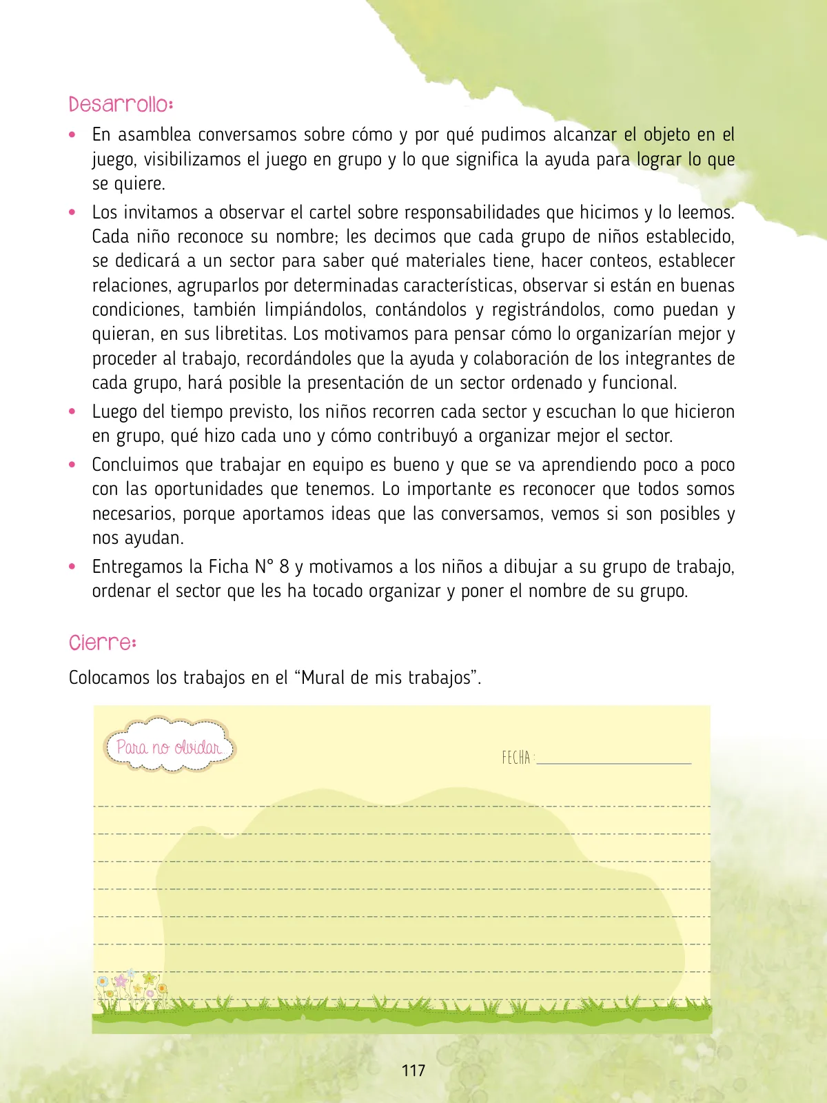 Miniatura página 119 de Agenda pedagógica 2017-2018 para docentes de II Ciclo de Instituciones de nivel de Educación Inicial · 2017