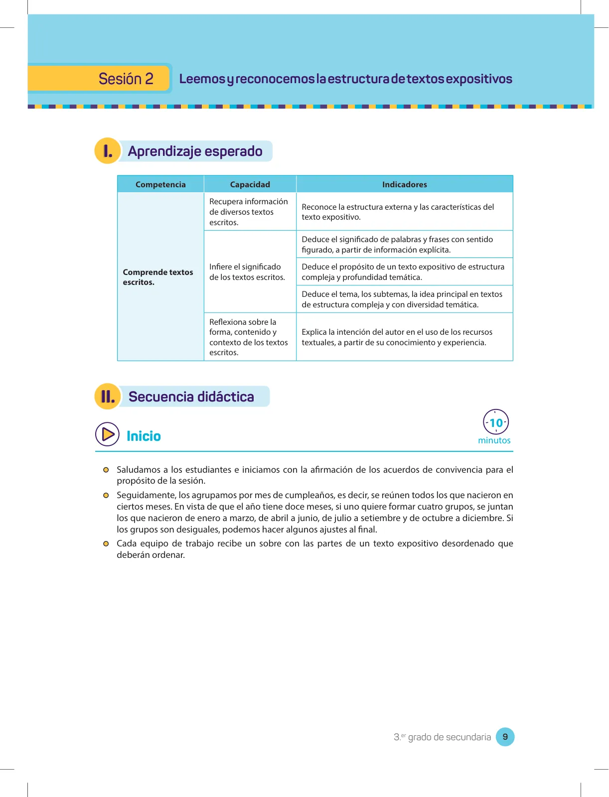 Miniatura página 11 de Comprensión lectora 3 : manual para el docente de tercer grado de Secundaria · 2017