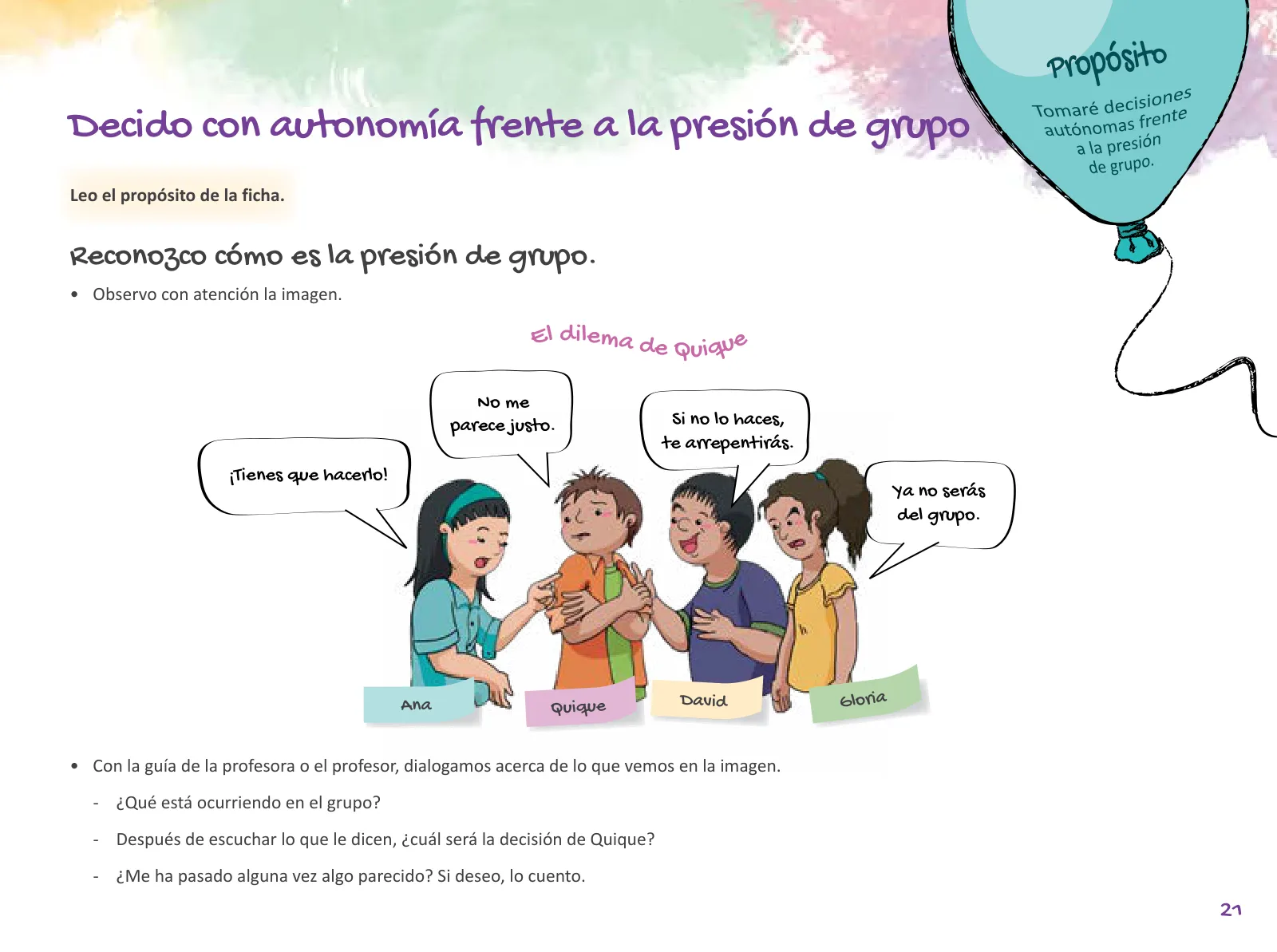 Página 23 de Cuadernillo de Tutoría 6 : sexto grado de Educación Primaria · 2021