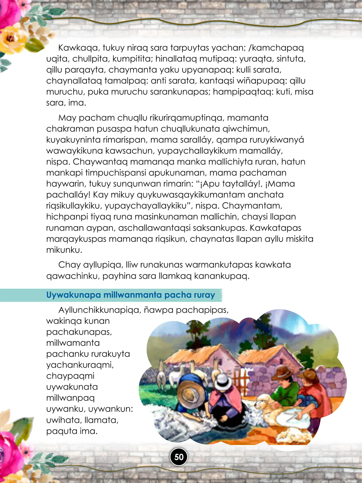 Miniatura página 52 de Llaqtanchikpa kawsayninkuna - Chanka : saberes de los pueblos - Comunicación y Ciencia y Tecnología quechua, variante Chanca · 2021