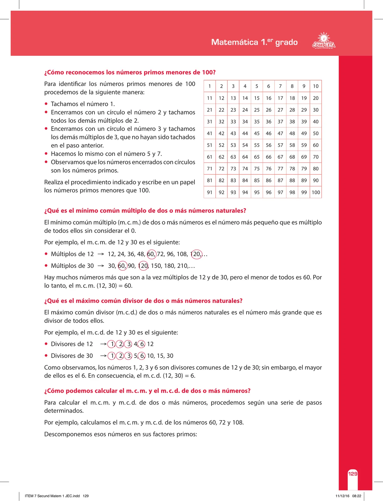 Miniatura página 129 de Matemática 1 : cuaderno de reforzamiento pedagógico - JEC · 2016