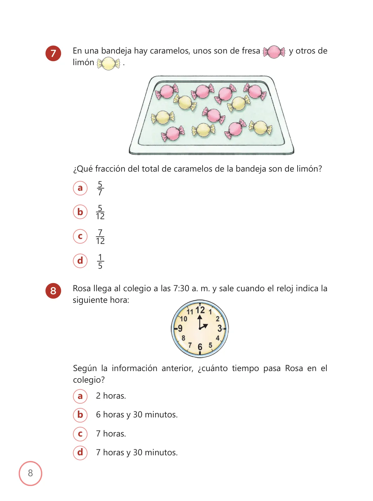 Miniatura página 8 de Kit de evaluación Salida 1 Demostrando lo que aprendimos : Matemática, tercer trimestre, ﻿Cuarto grado - Primaria · 2019