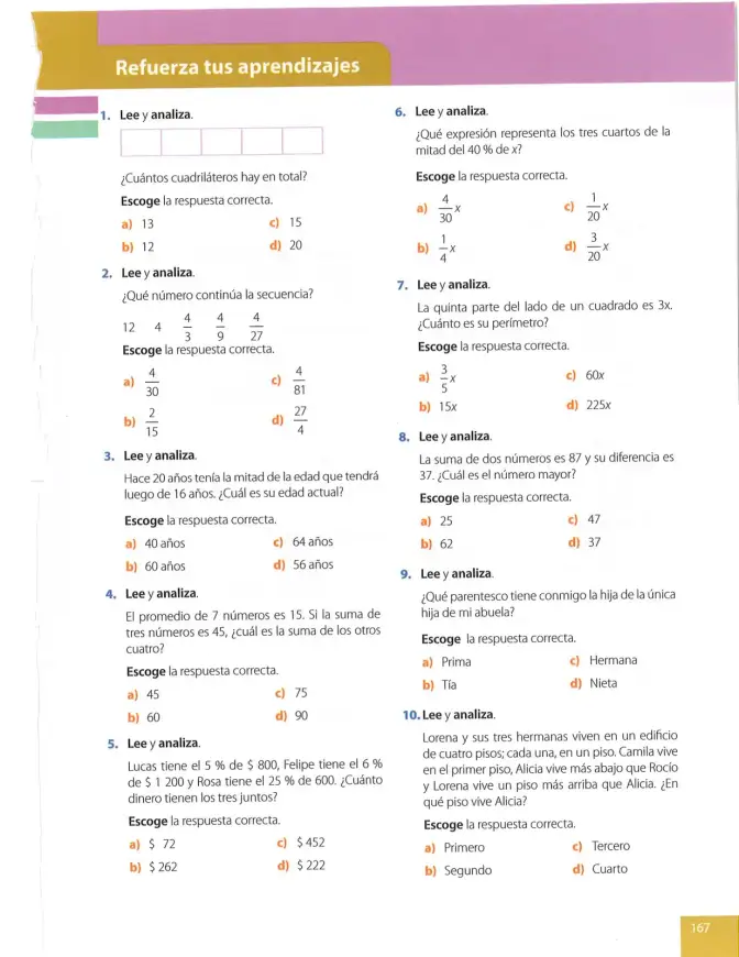 Página 167 de Matematica 8° · Egb 8 Matematica 2025 · 2025