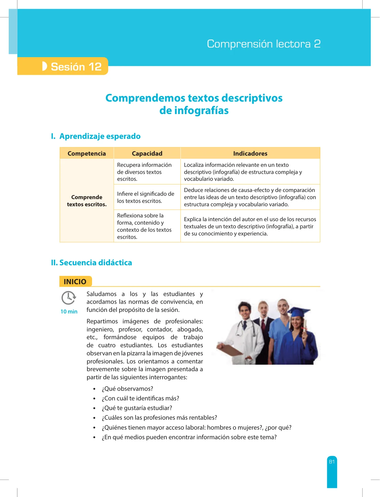 Página 83 de Comprensión lectora 2 : manual para el docente de segundo grado de Secundaria · 2017