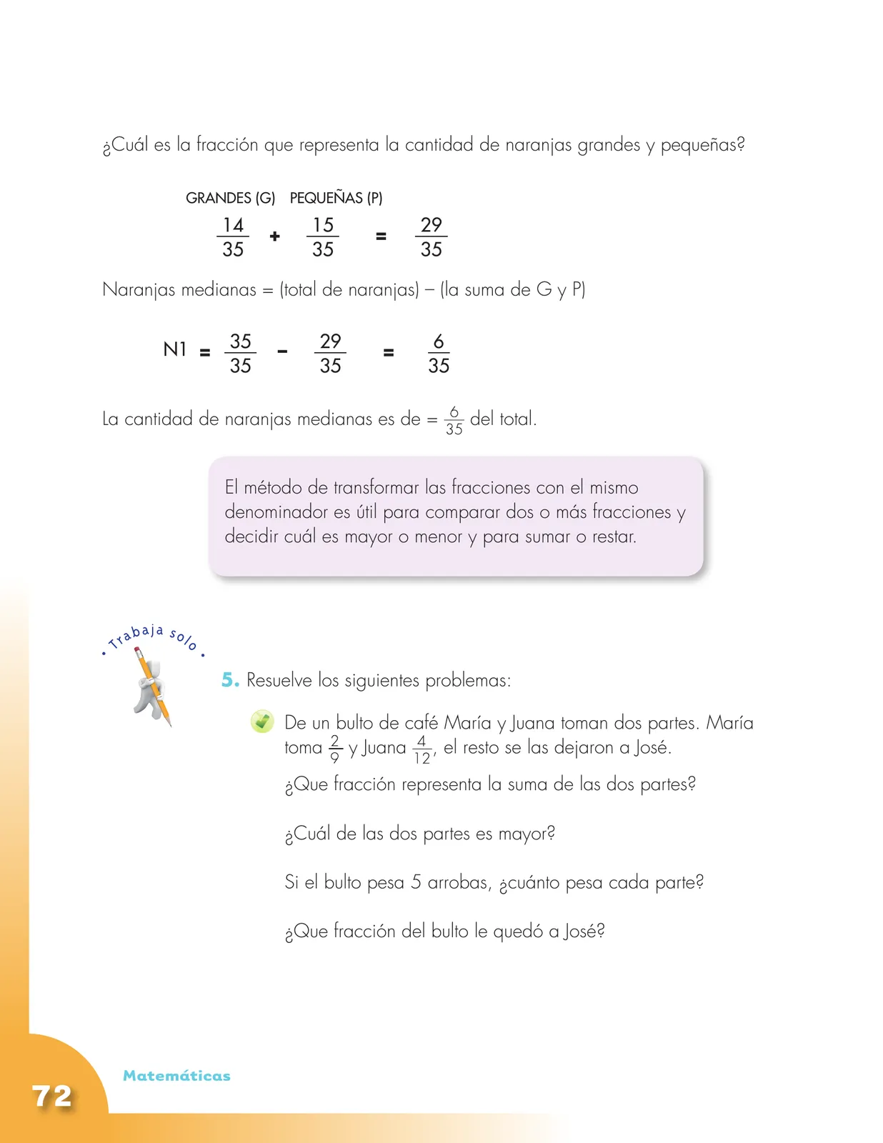 Miniatura página 72 de Matematica 5° · Cartilla 01