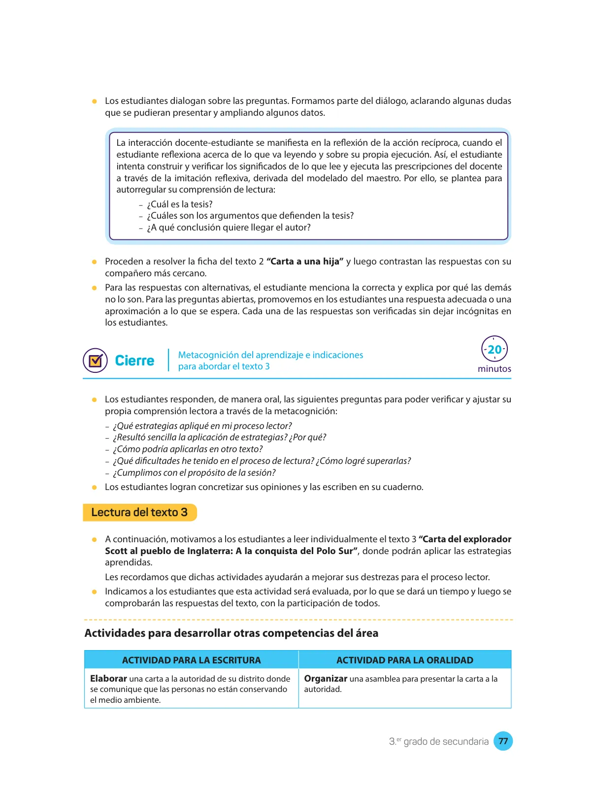 Página 79 de Comprensión lectora : manual para el docente de tercer grado de Secundaria 2018 · 2018