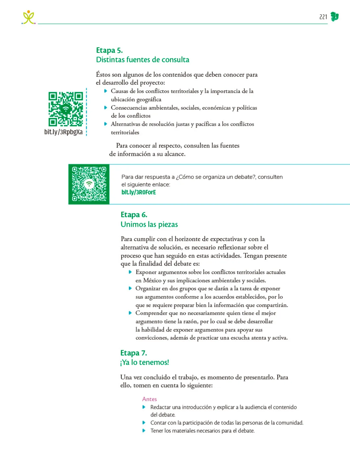 Miniatura página 222 de Colección Ximhai. Nuestro libro de Proyectos.  Tomo II.   Libro de Educación Telesecundaria Grado 1°  Ciclo Escolar 2025 - 2026