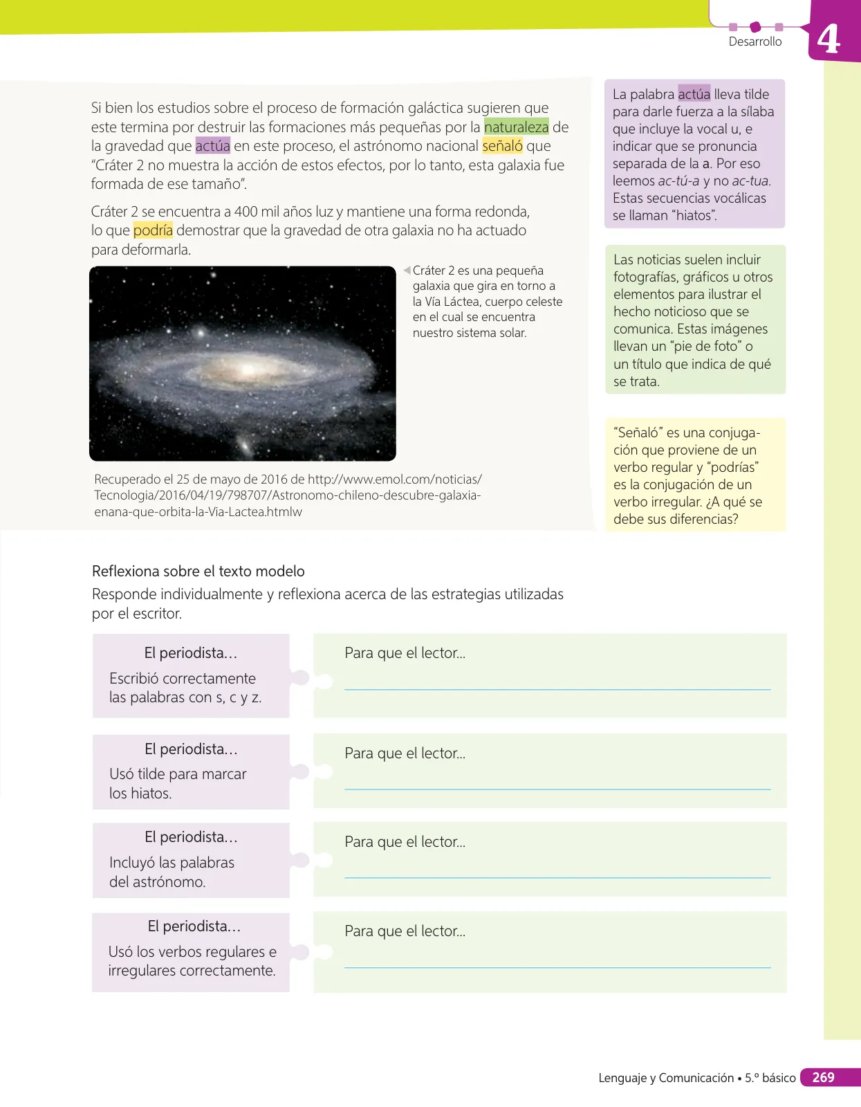 Página 216 de Lenguaje y Comunicación – Quinto Básico | Texto del Estudiante MINEDUC – Descargar PDF · 2024