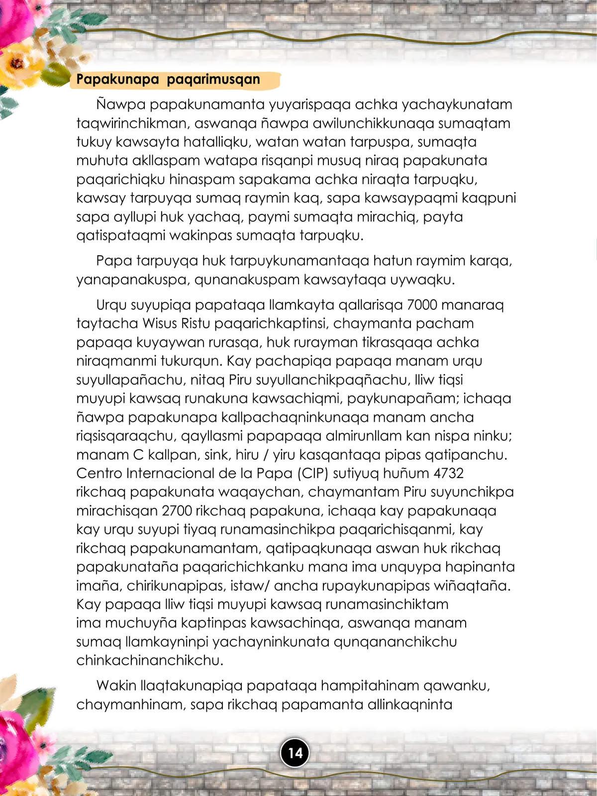 Página 16 de Llaqtanchikpa kawsayninkuna - Chanka : saberes de los pueblos - Comunicación y Ciencia y Tecnología quechua, variante Chanca · 2021