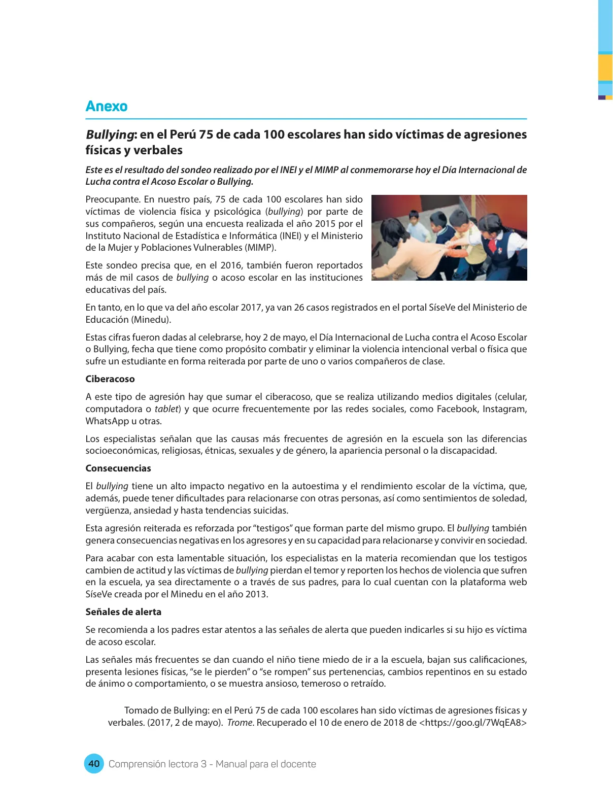 Miniatura página 42 de Comprensión lectora : manual para el docente de tercer grado de Secundaria 2018 · 2018