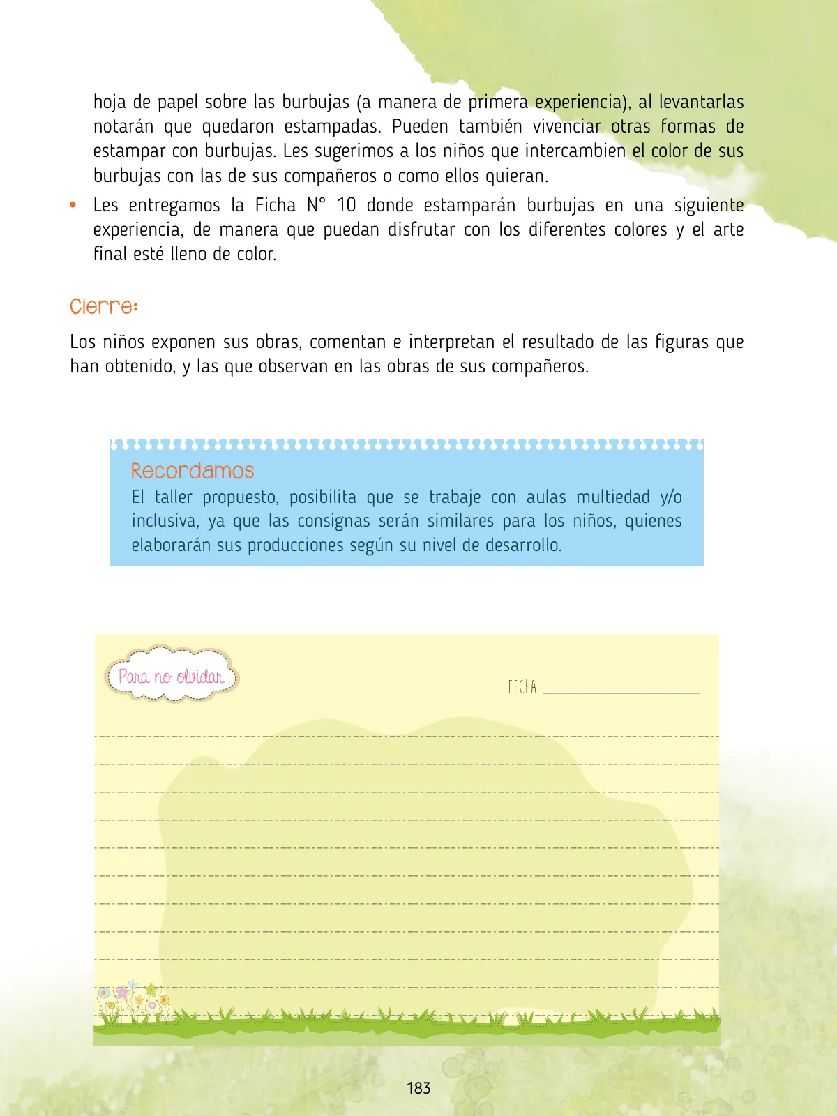 Miniatura página 185 de Agenda pedagógica 2017-2018 para docentes de II Ciclo de Instituciones de nivel de Educación Inicial · 2017