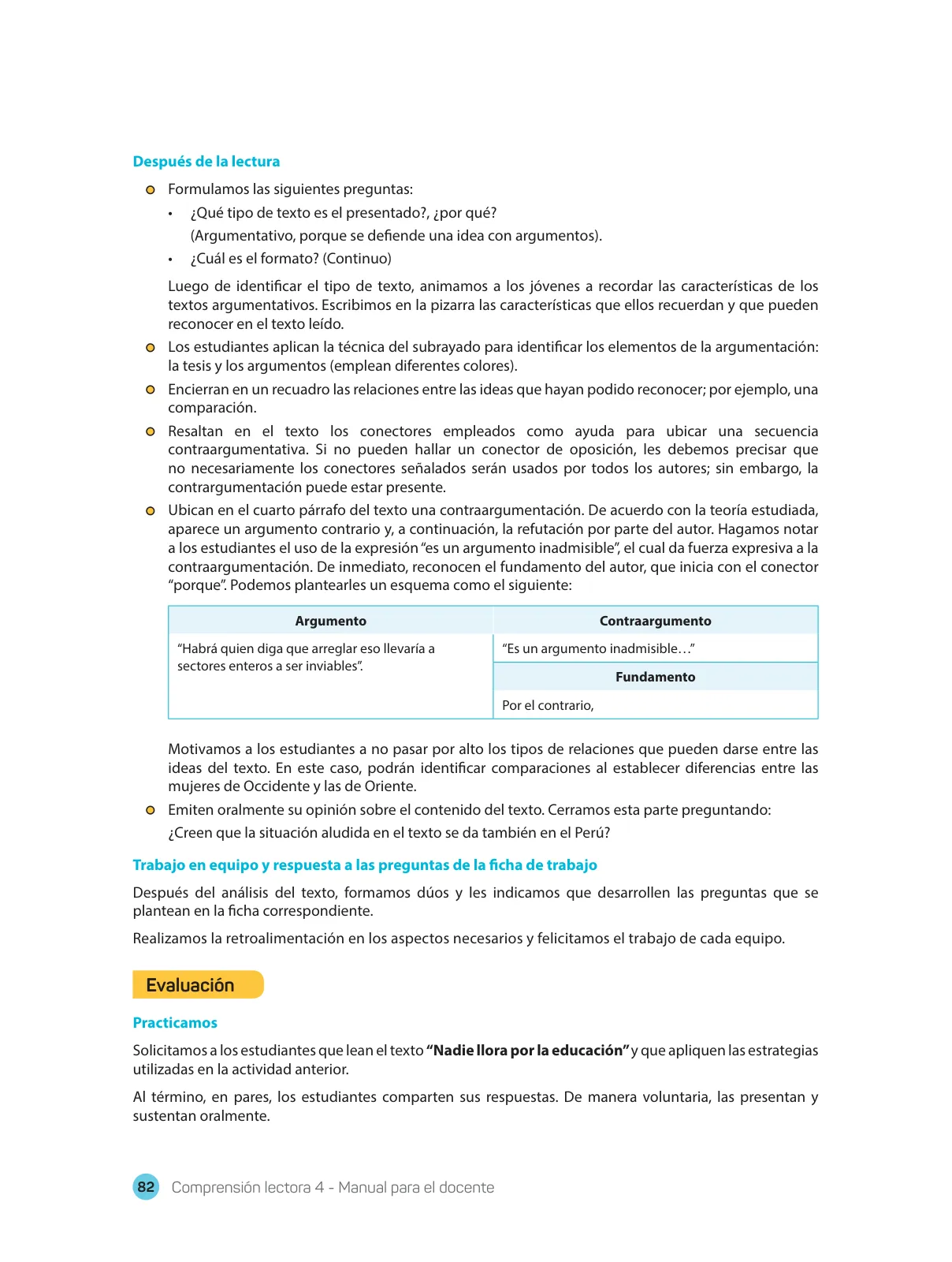 Página 84 de Comprensión lectora 4 : manual para el docente de cuarto grado de Secundaria · 2017