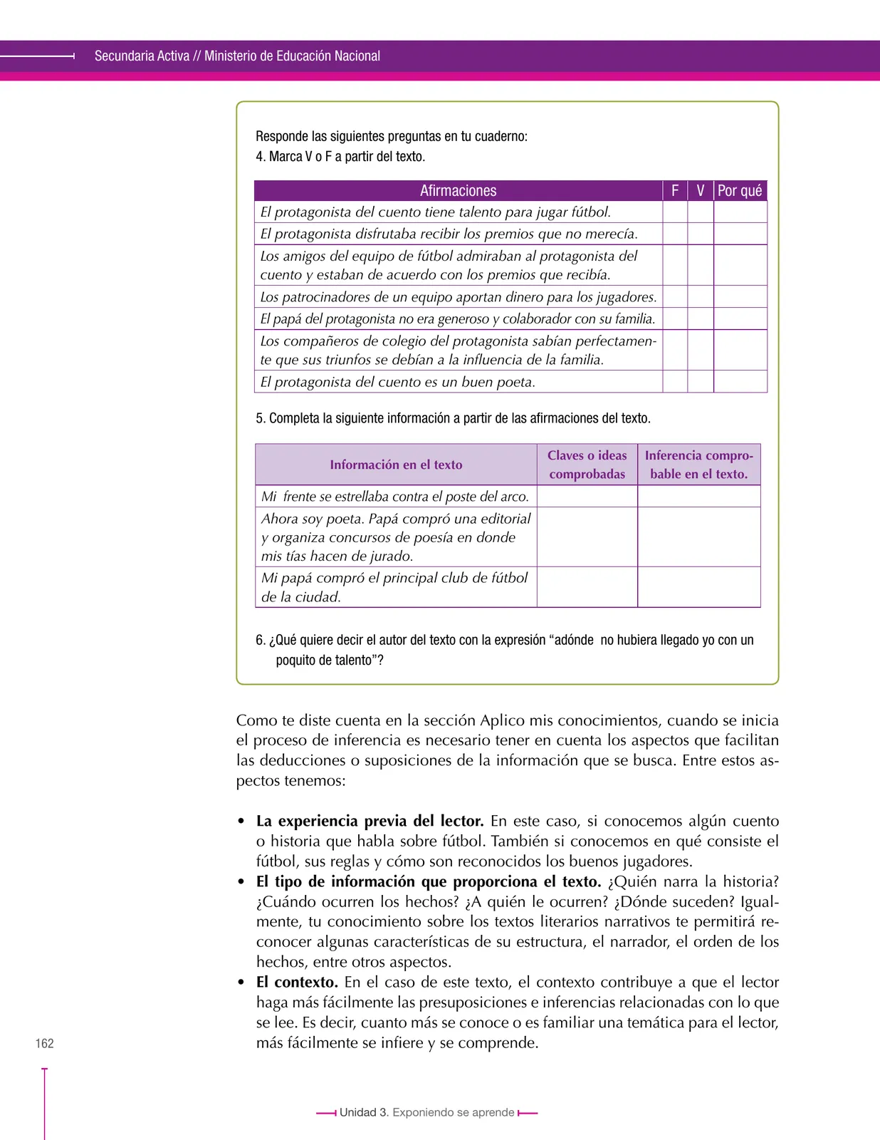 Página 162 de Lenguaje 8° · Secundaria Activa