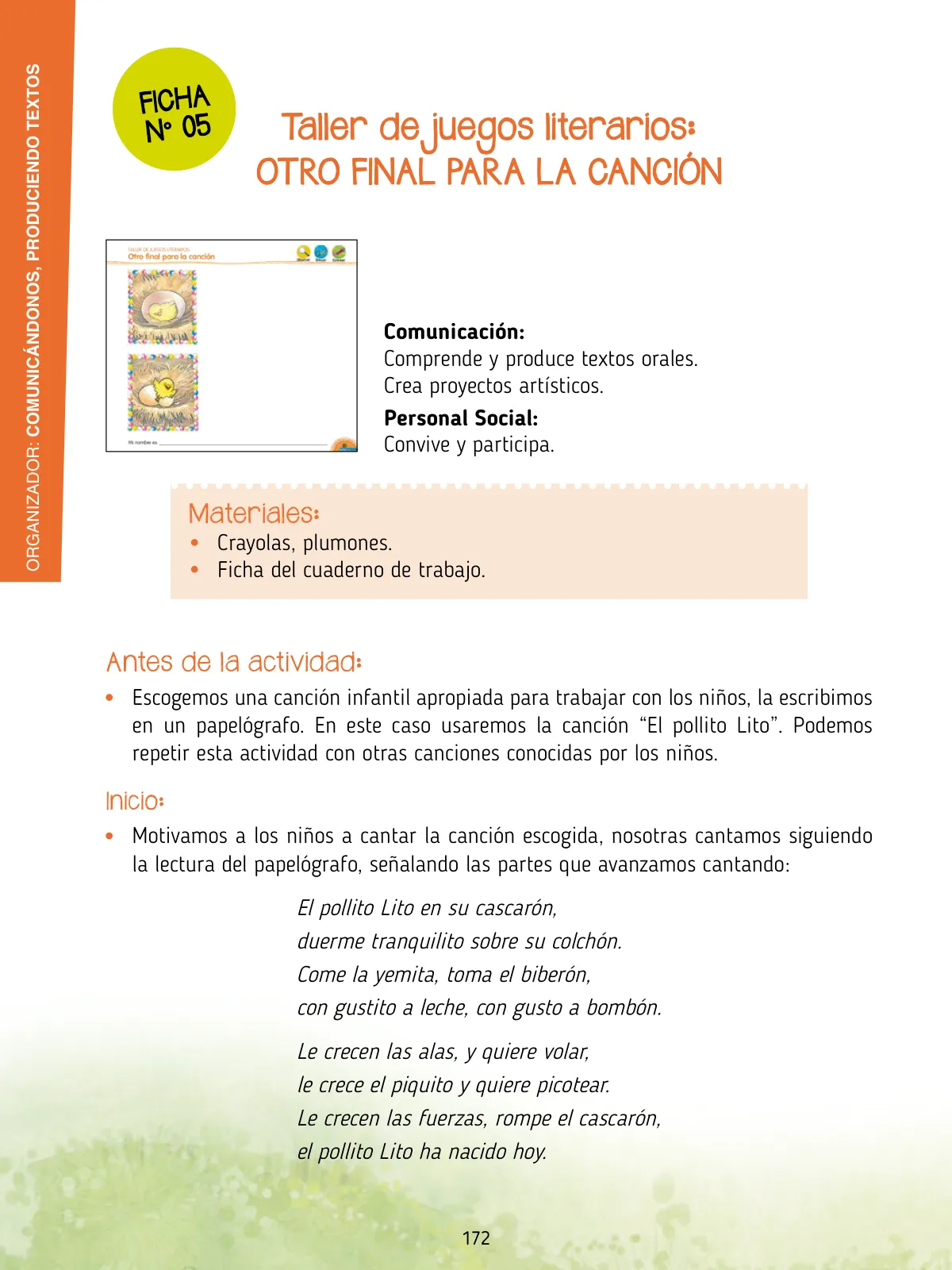 Página 174 de Agenda pedagógica 2017-2018 para docentes de II Ciclo de Instituciones de nivel de Educación Inicial · 2017