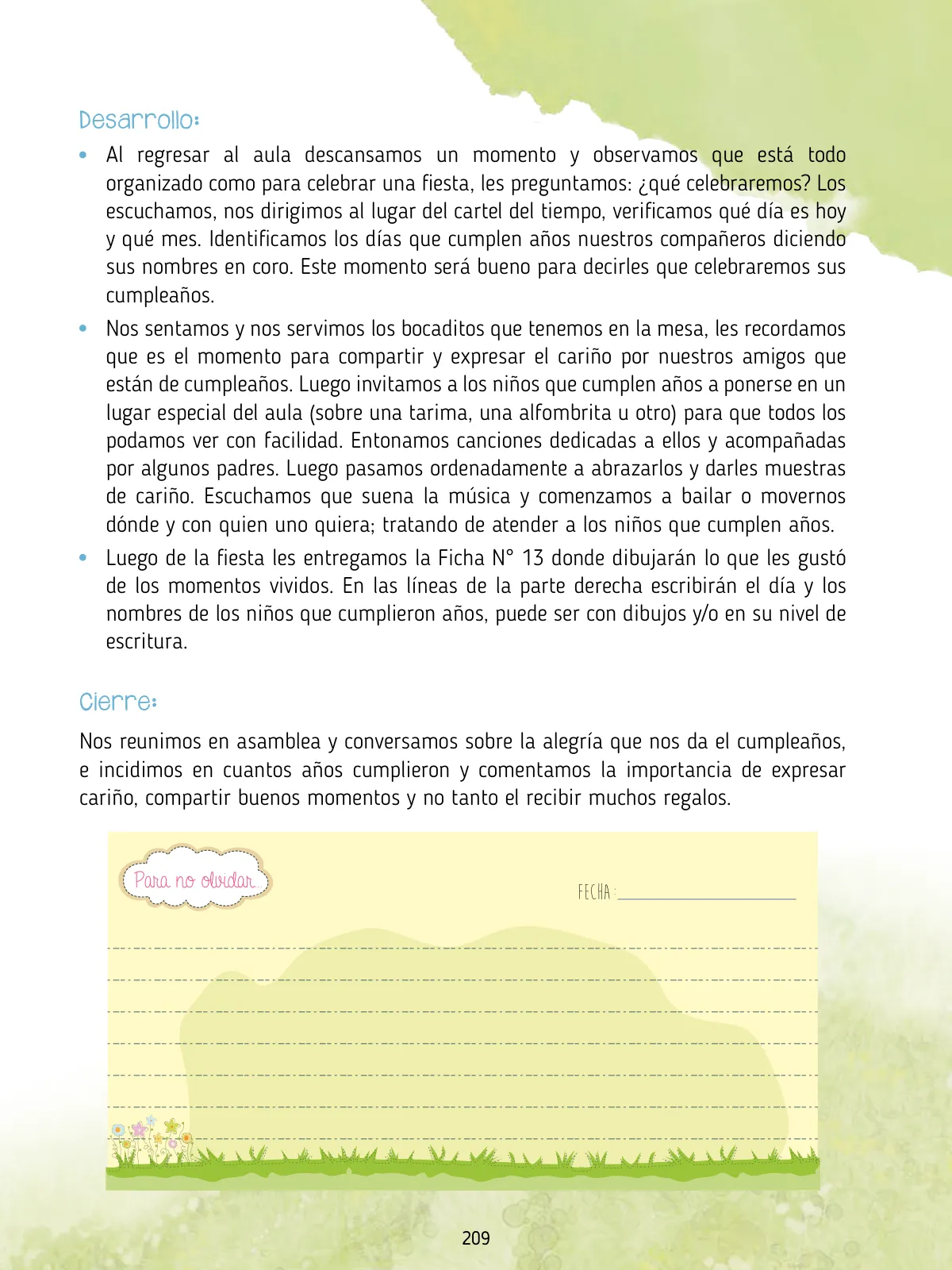 Página 211 de Agenda pedagógica 2017-2018 para docentes de II Ciclo de Instituciones de nivel de Educación Inicial · 2017