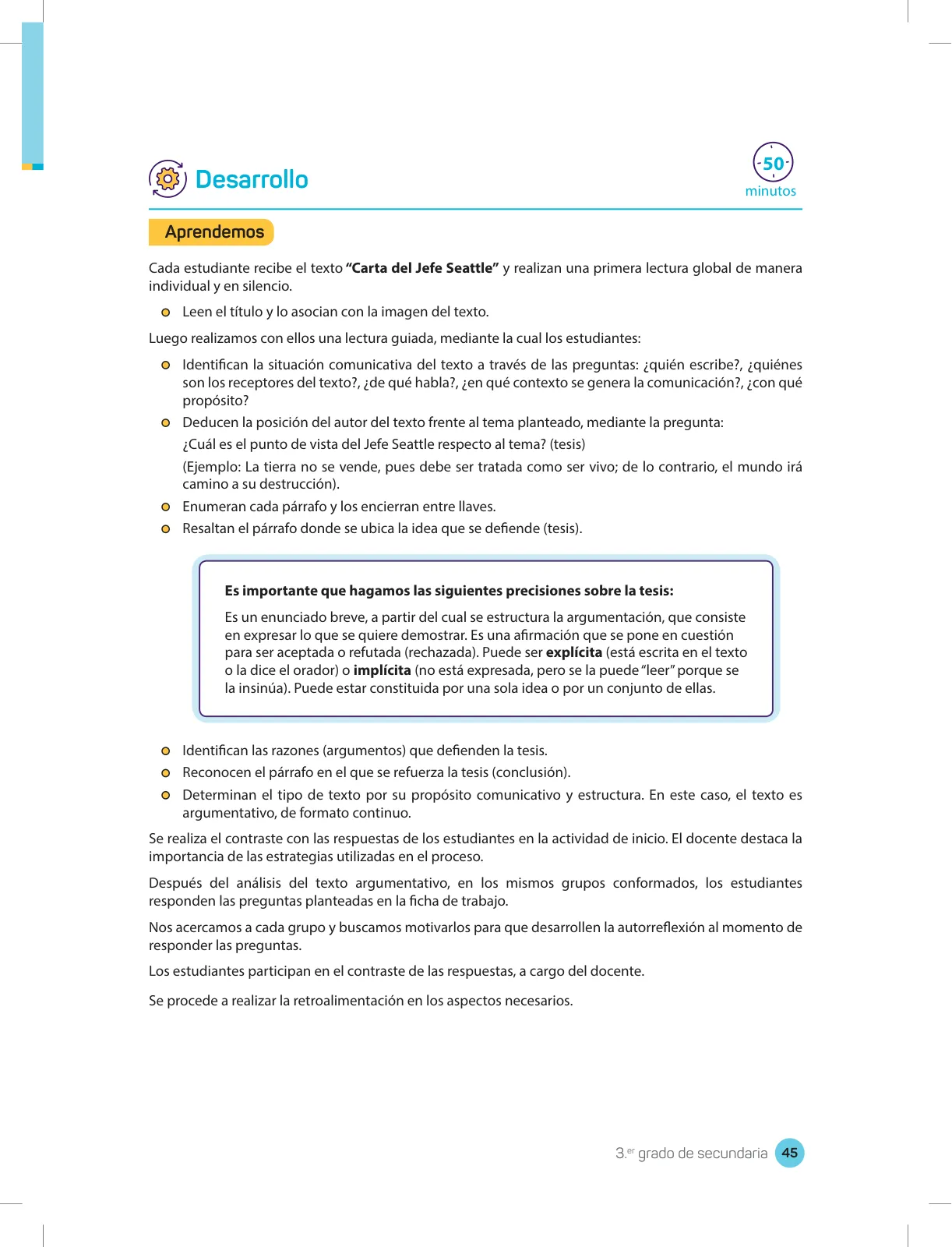Miniatura página 47 de Comprensión lectora 3 : manual para el docente de tercer grado de Secundaria · 2017