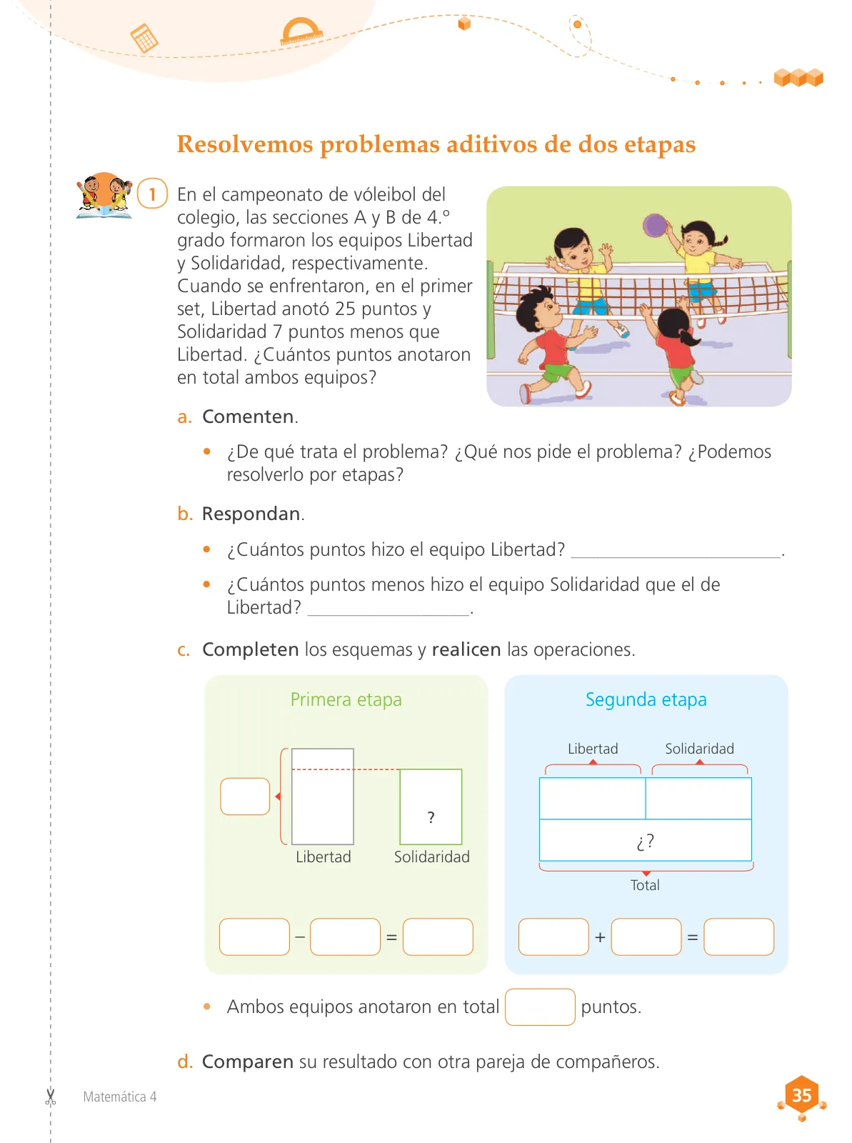 Página 37 de Matemática 4 : cuaderno de trabajo para cuarto grado de Educación Primaria 2019 · 2019
