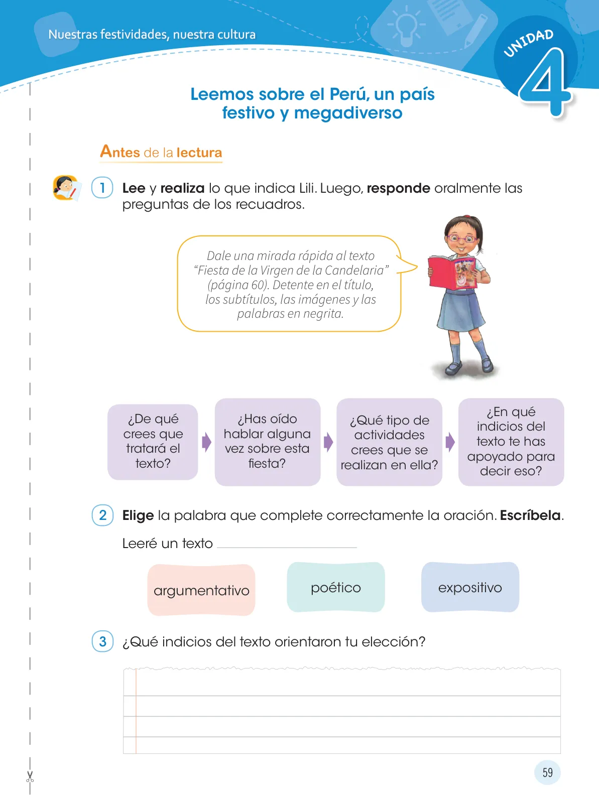 Página 61 de Comunicación 4 : cuaderno de trabajo para cuarto grado de Educación Primaria 2019 · 2019